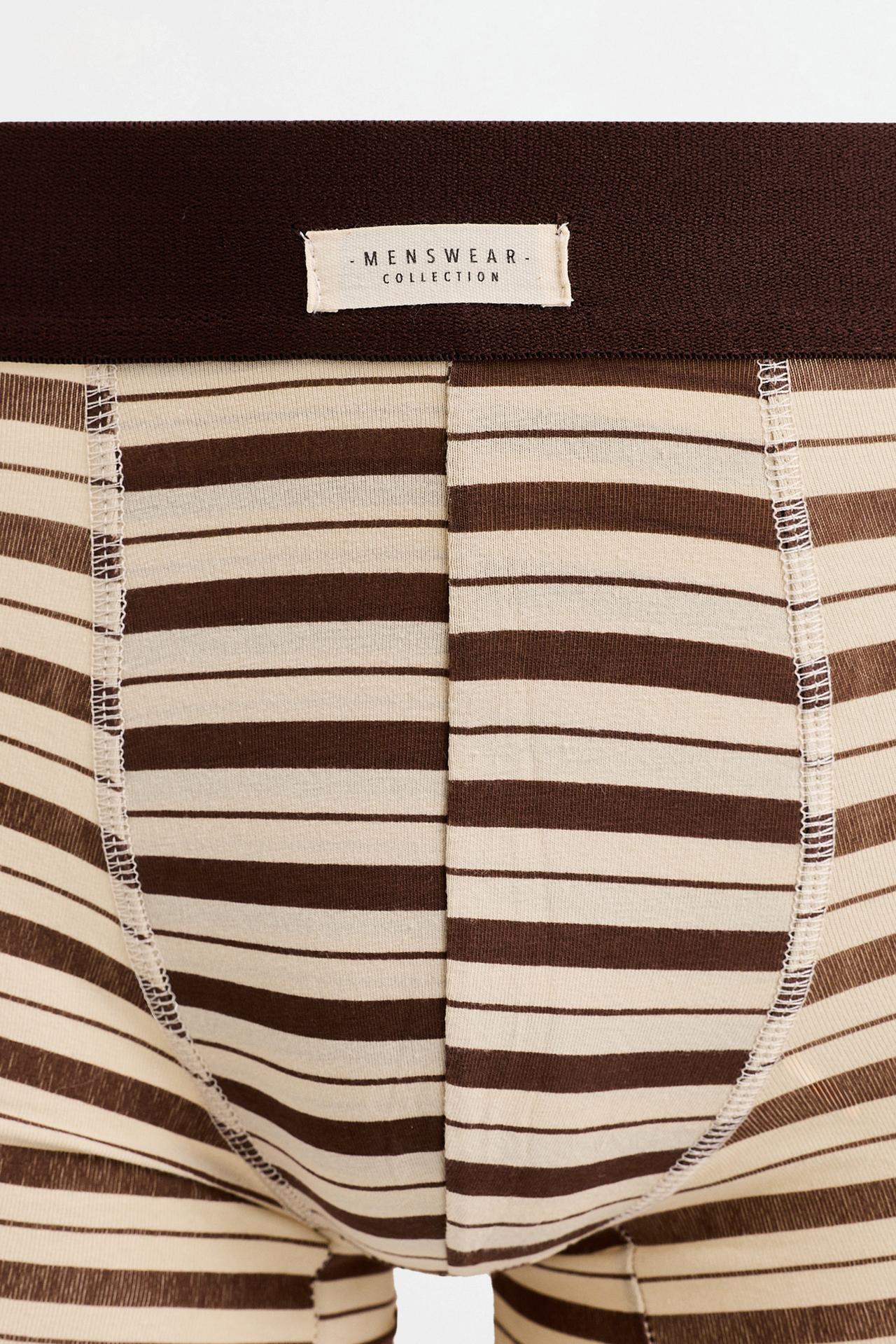 Pack of 5 striped long boxers — BROWN/BLUE