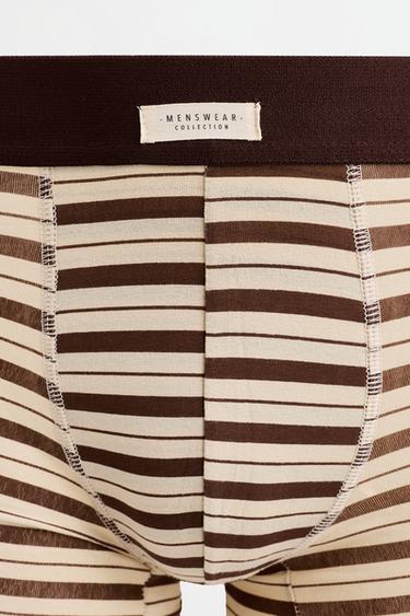 Pack of 5 striped long boxers — BROWN/BLUE 9