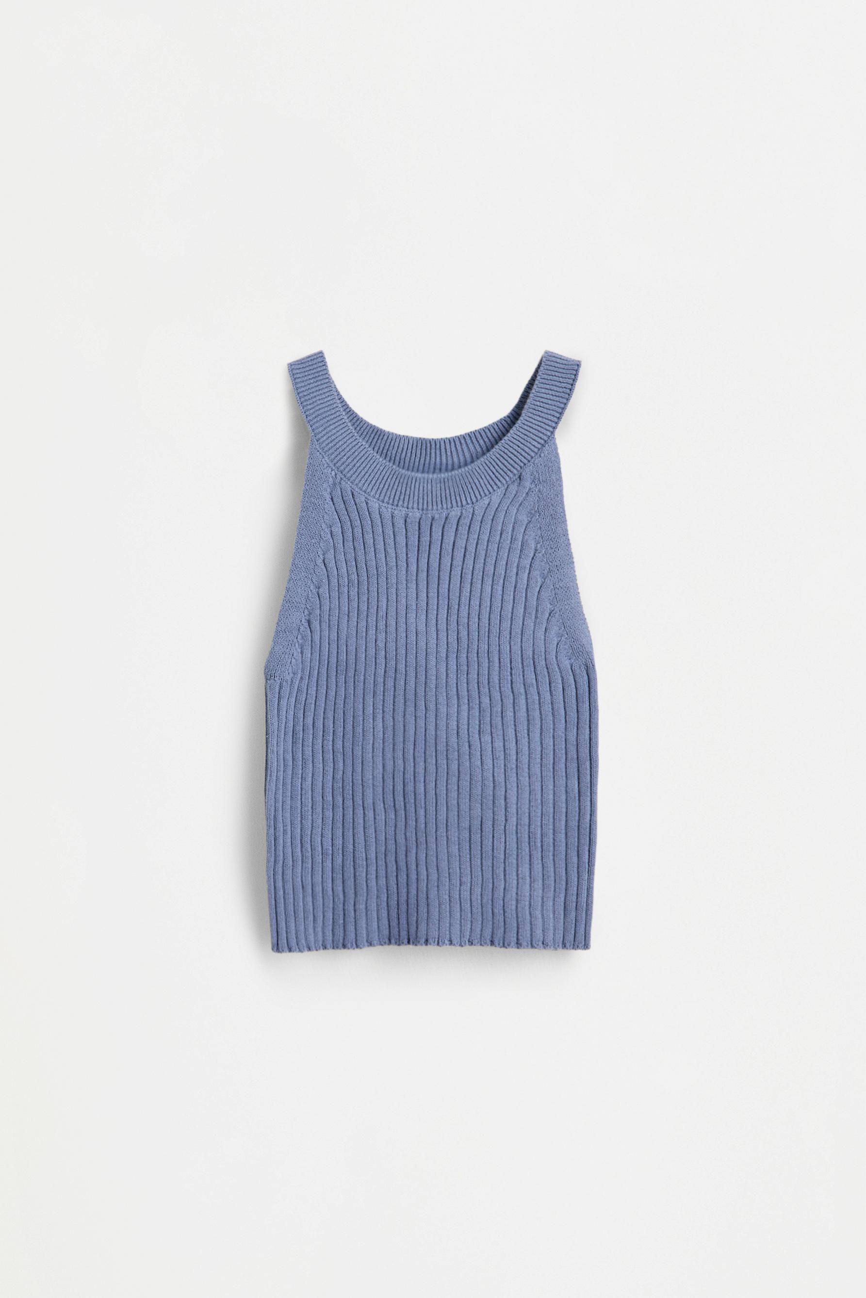 Knit halter top — MEDIUM BLUE