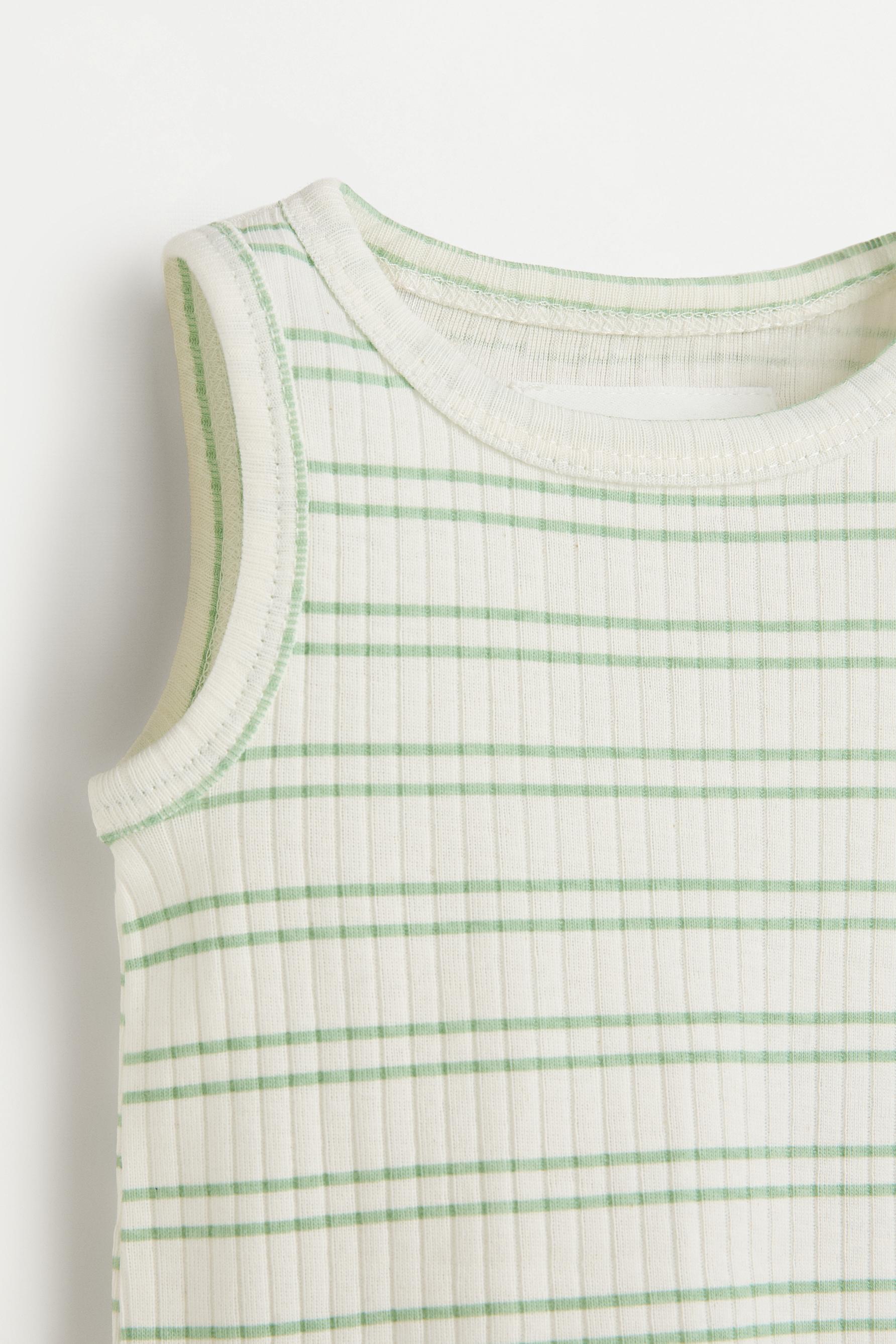 Pack of 2 ribbed sleeveless bodysuits — PALE GREEN