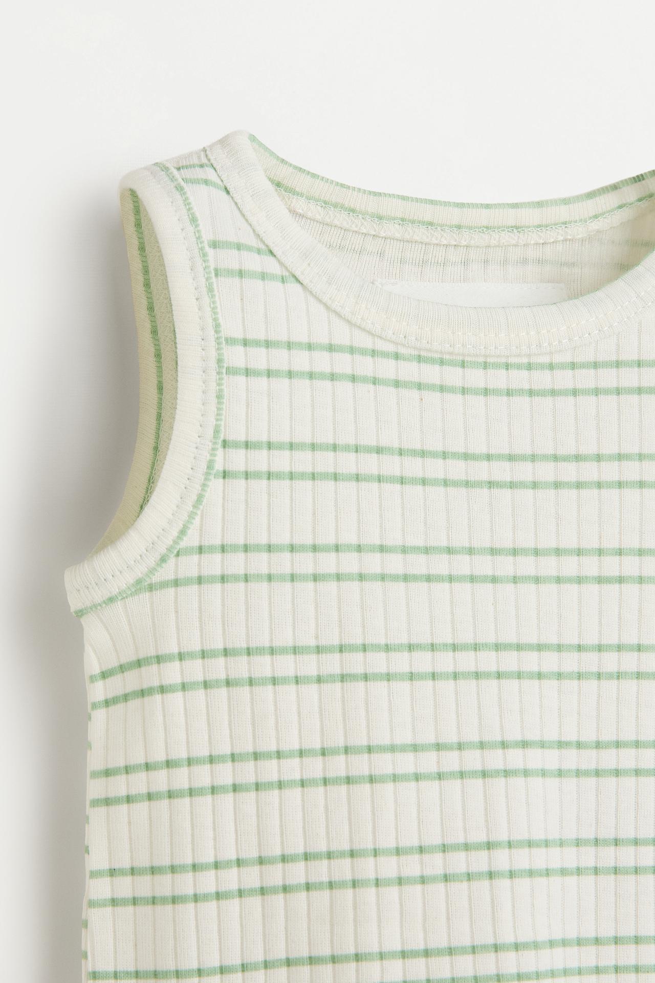 Pack of 2 ribbed sleeveless bodysuits — PALE GREEN