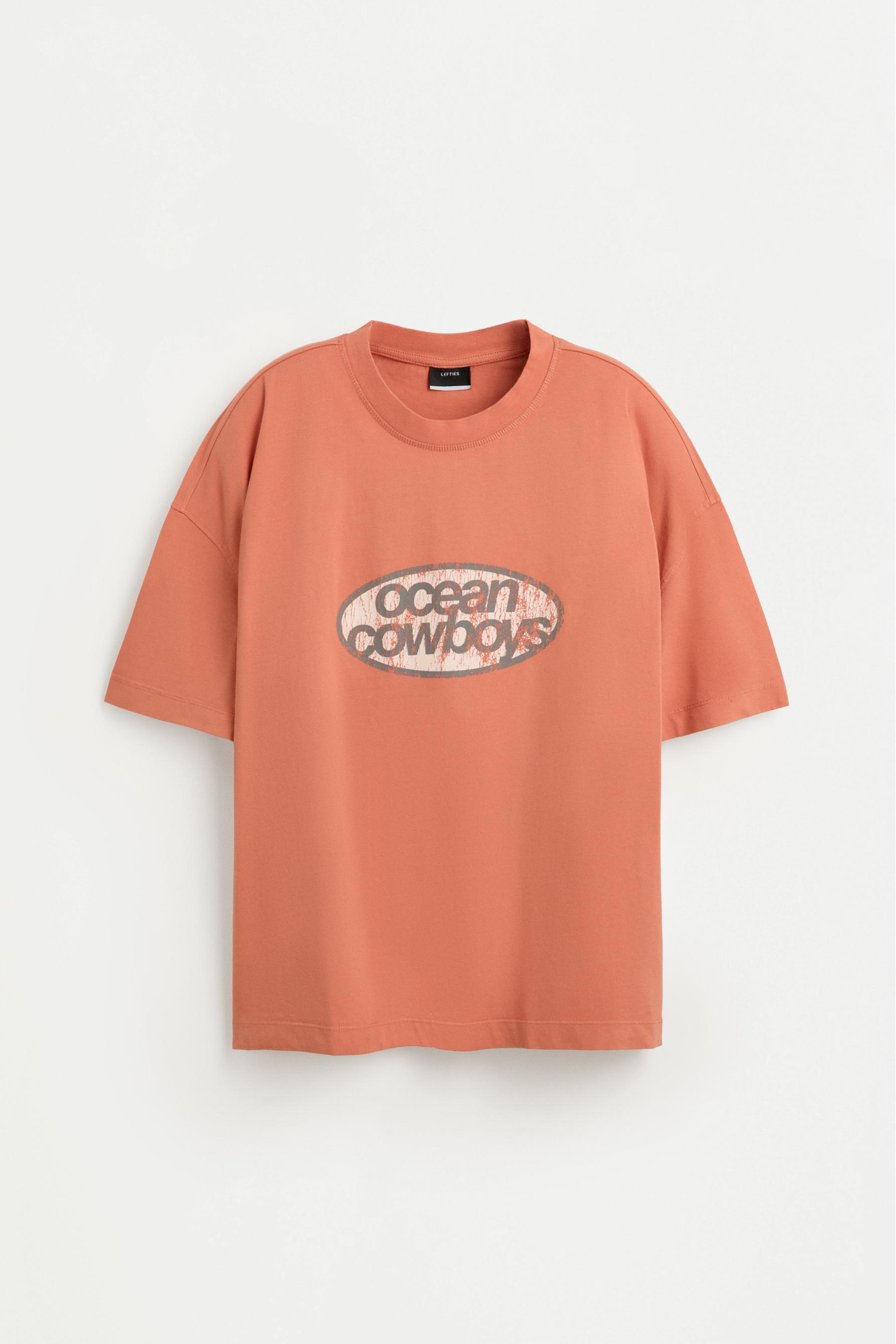 Faded effect printed T-shirt — BRIGHT CORAL