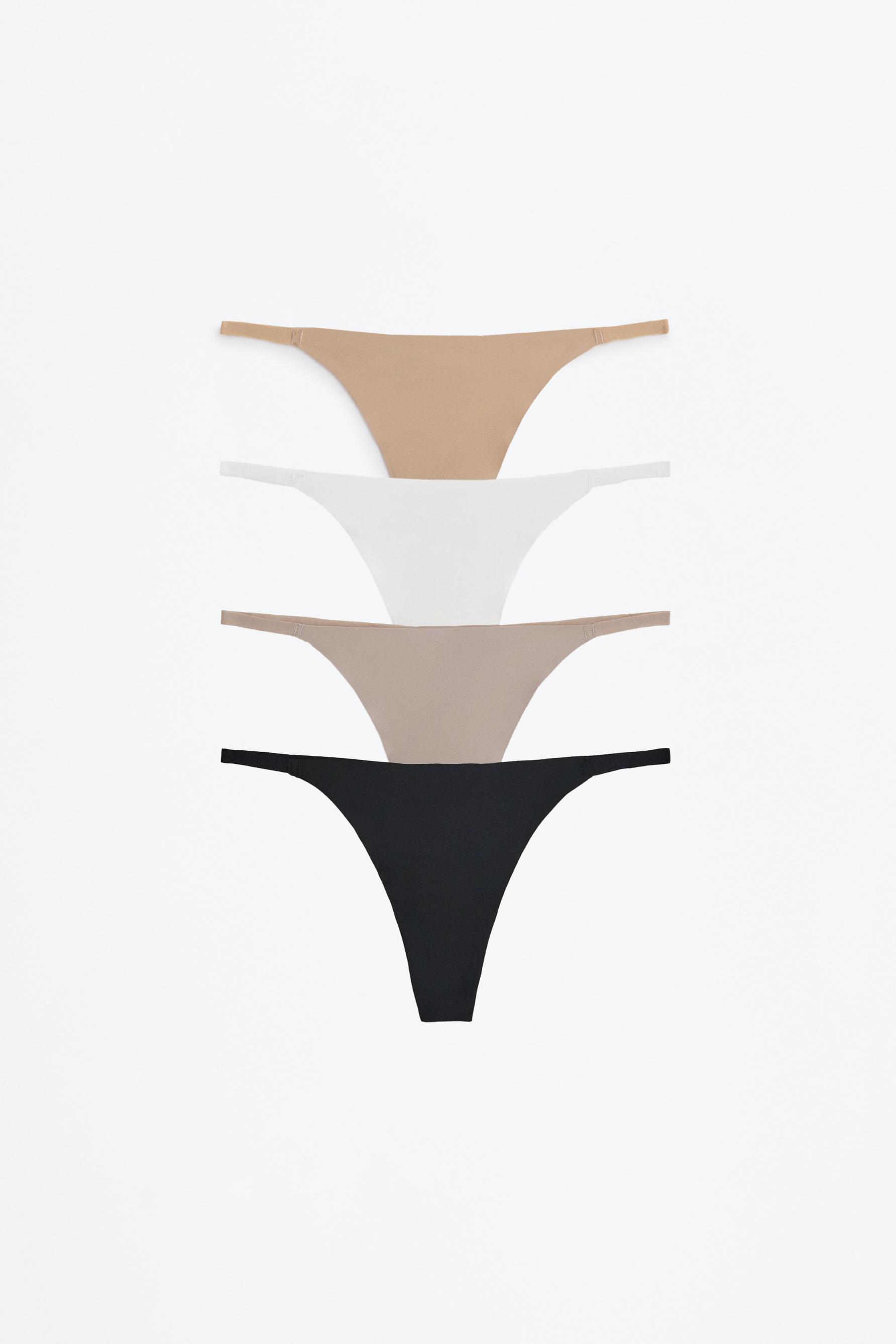4-pack microfibre thongs — PALE PINK