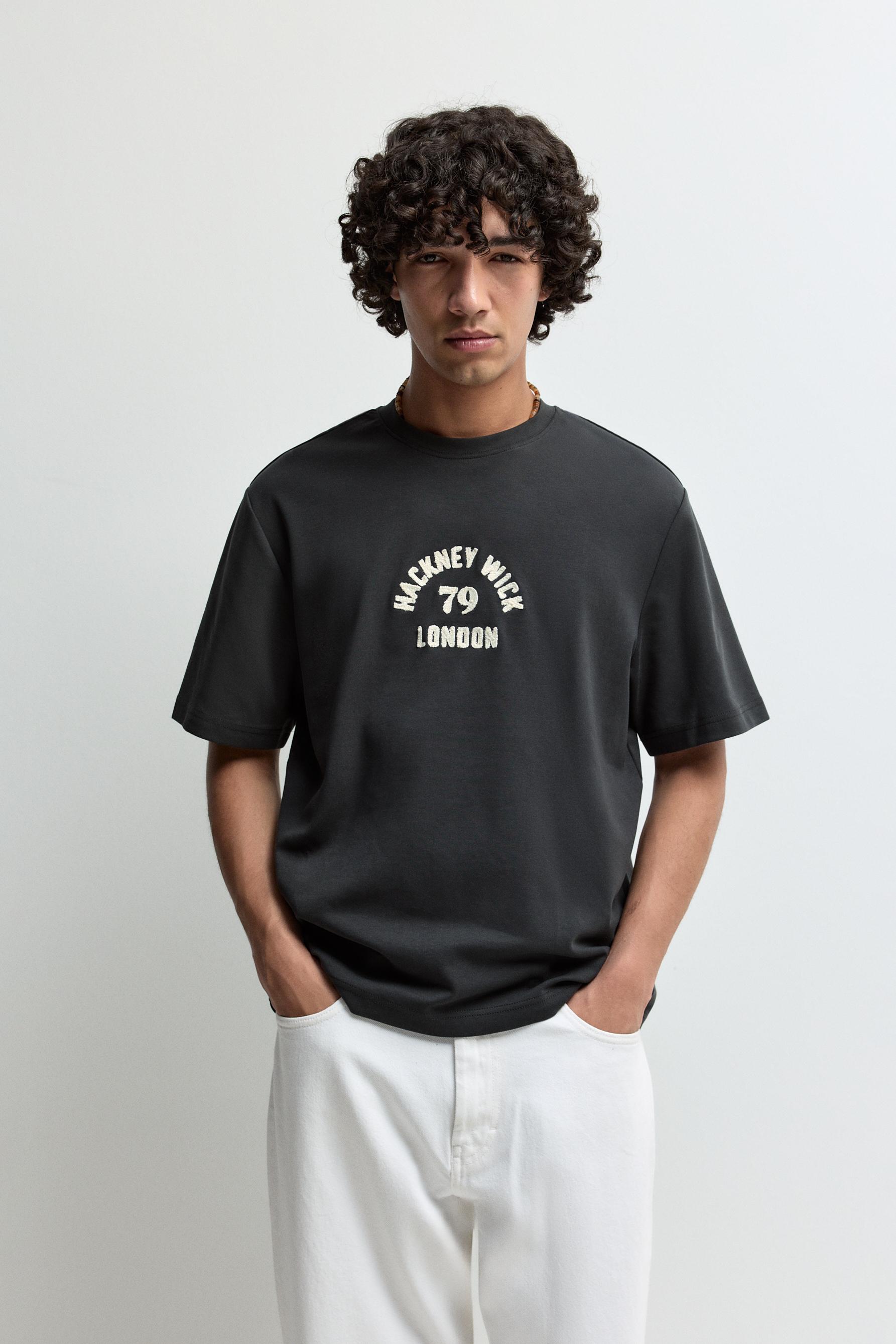 Embroidered interlock T-shirt — LEAD
