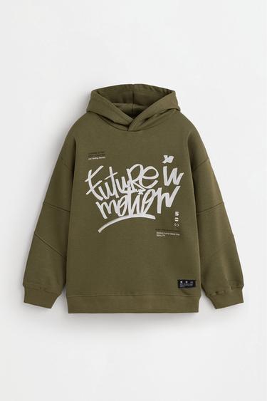 Printed hoodie — KHAKI 1