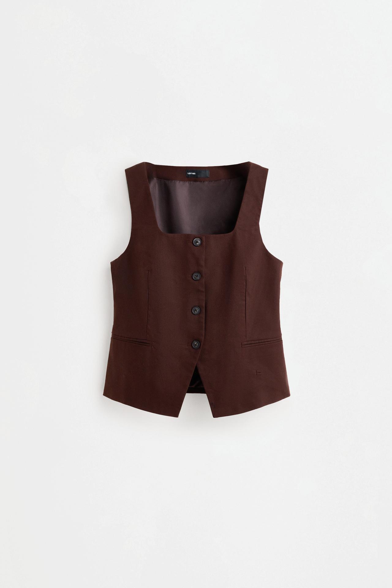 Button-up halter vest — DARK BROWN