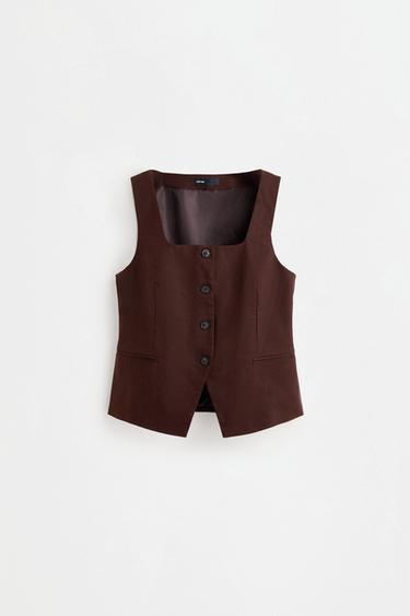 Button-up halter vest — DARK BROWN 6