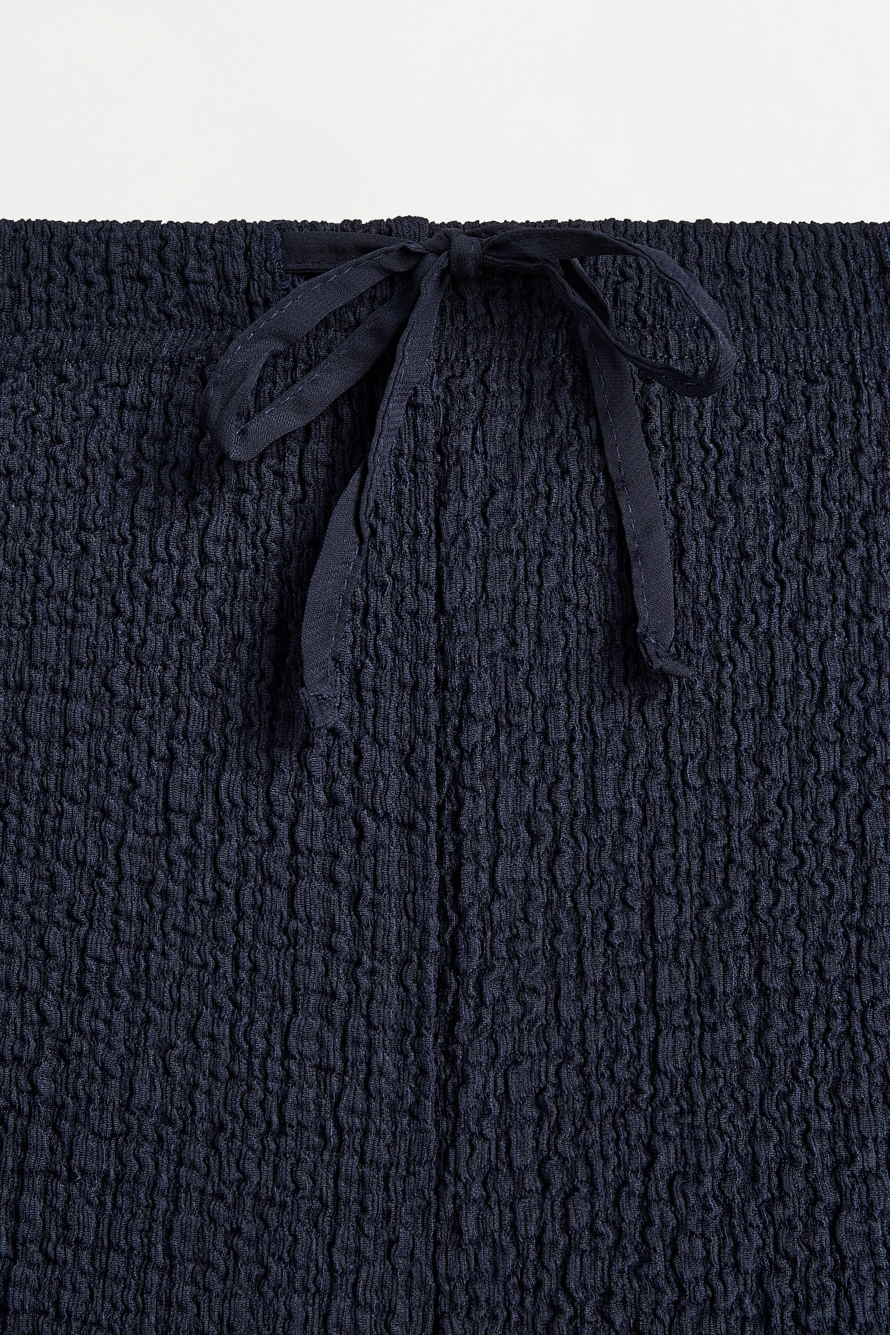 Textured wide-leg trousers — NAVY