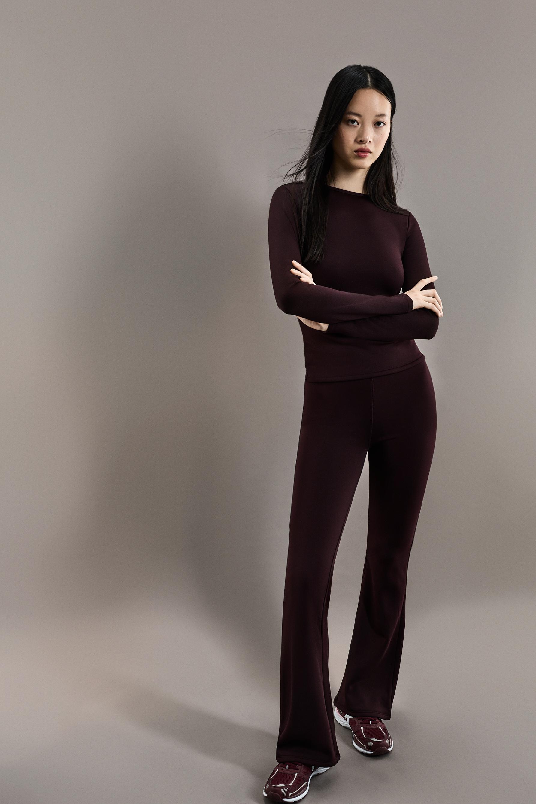 HEAVY WEIGHT thermal bell bottom leggings (10°F to 48°F) — DARK BURGUNDY