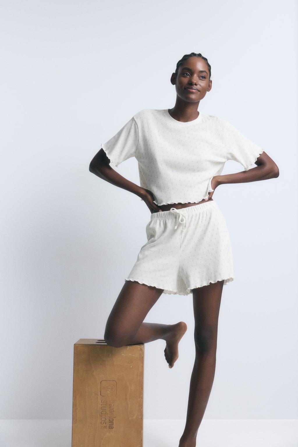 Scalloped pyjama shorts