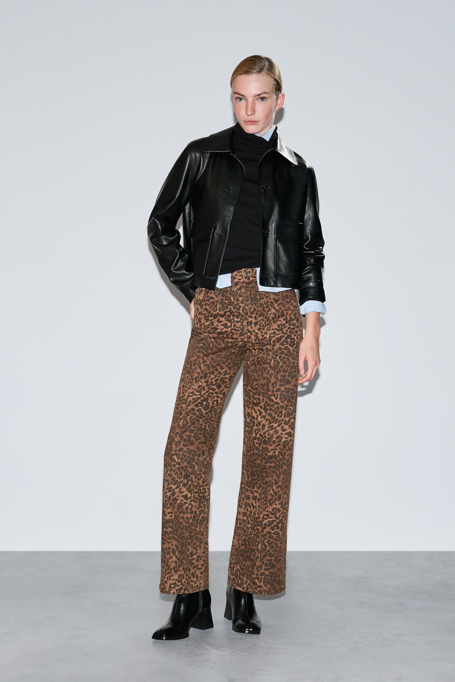 Jeans wide leg animal print