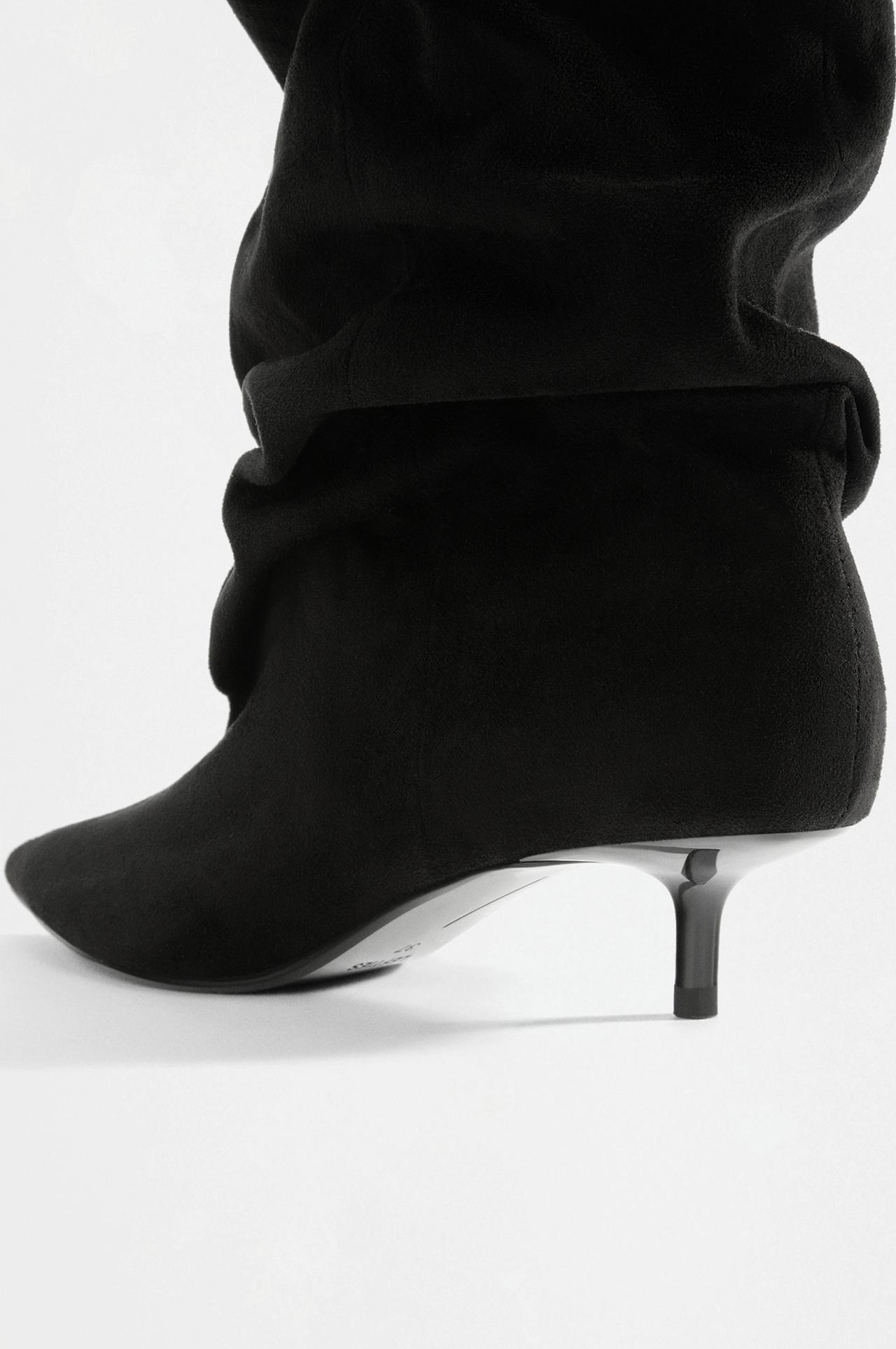 Slouchy kitten heel boots — BLACK