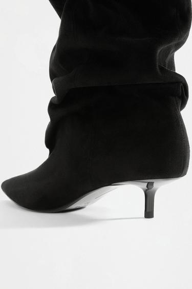 Slouchy kitten heel boots — BLACK 4