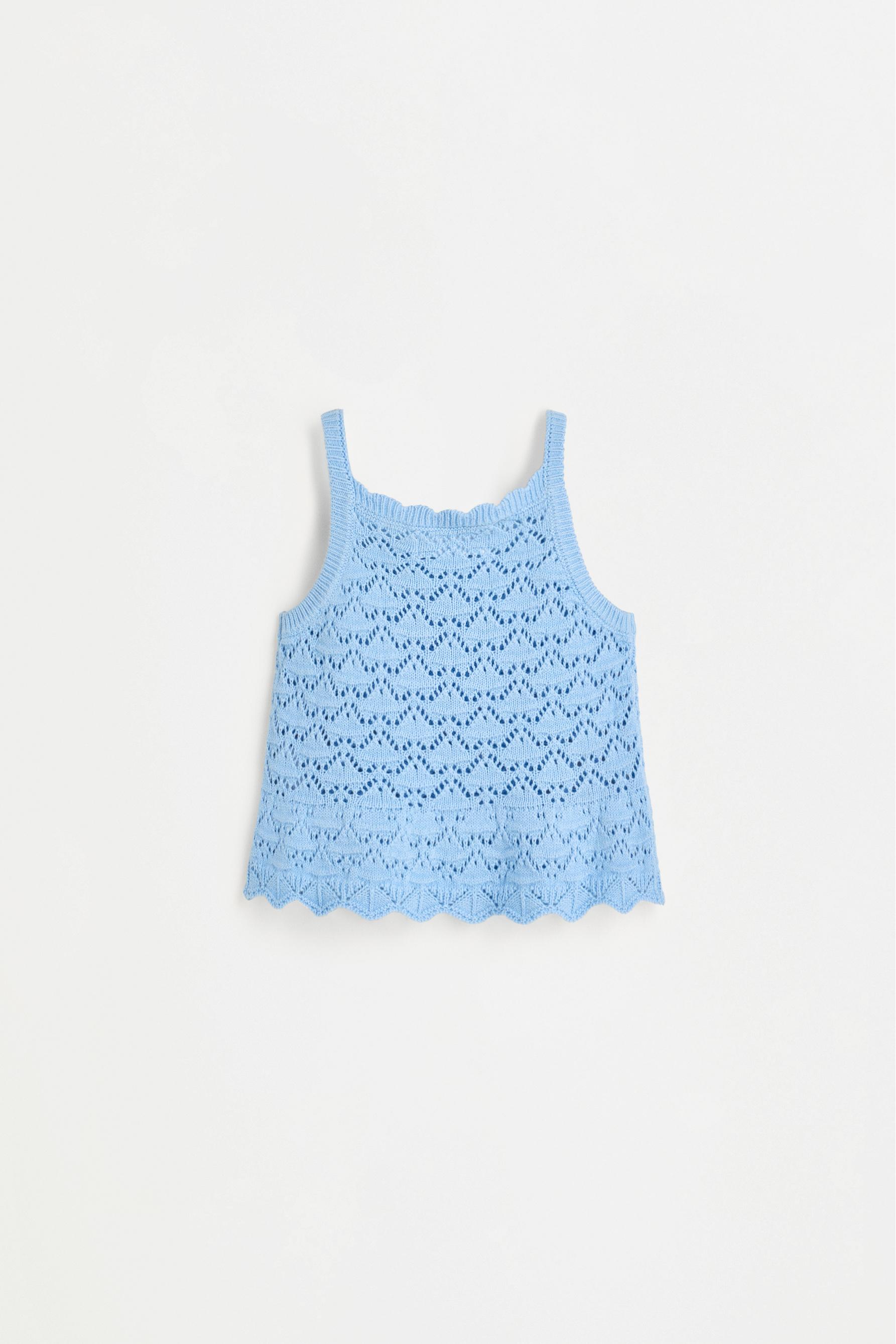 Crochet knit top — SKY BLUE