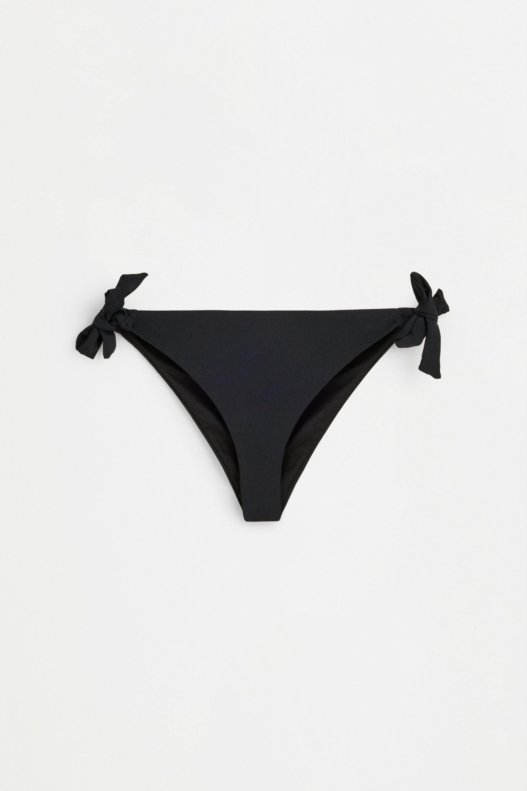 Tie-side bikini bottom — BLACK