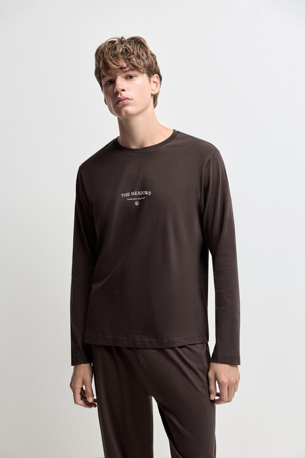 Long printed pajamas — DARK BROWN
