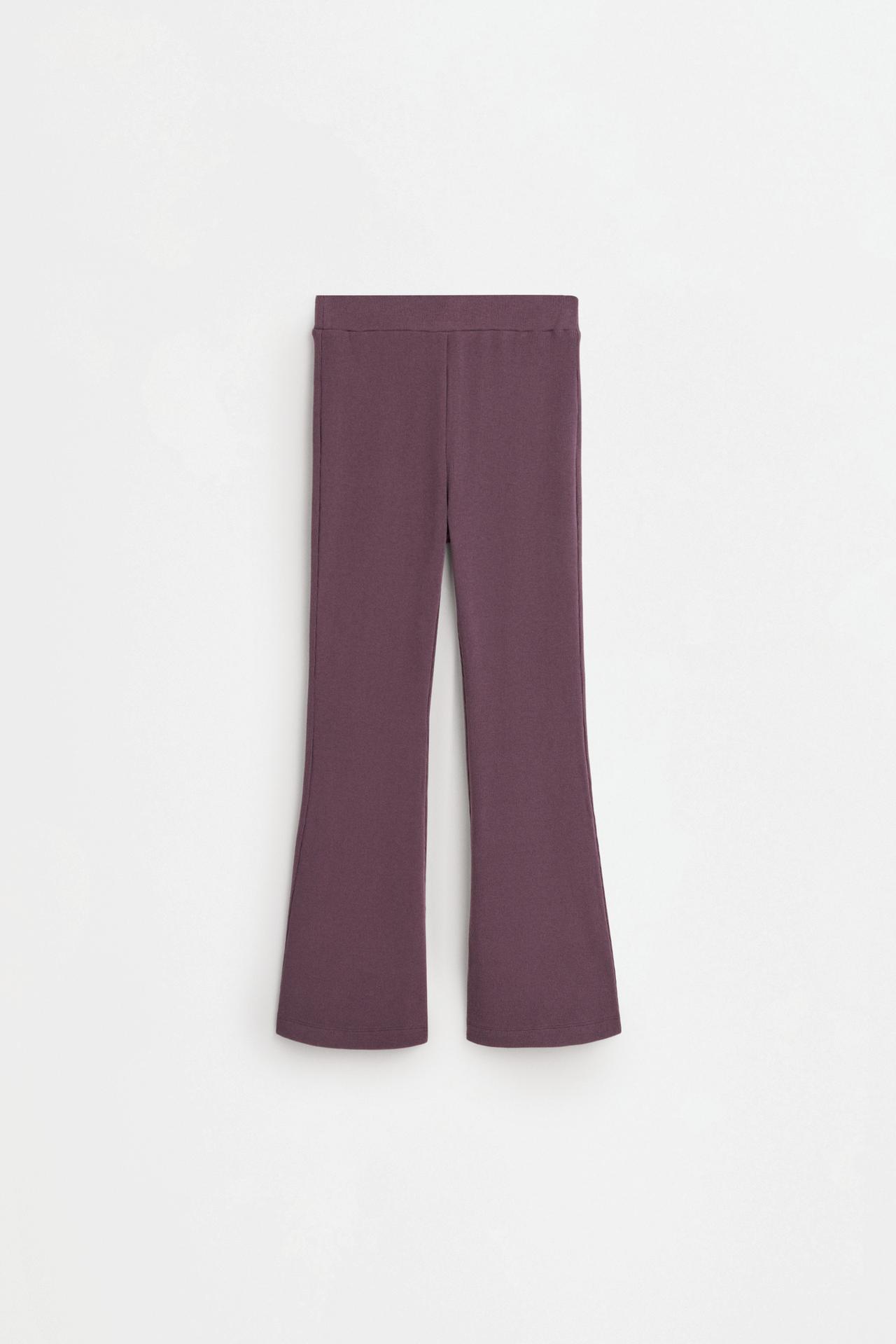 Bias cut bell bottom leggings — AUBERGINE