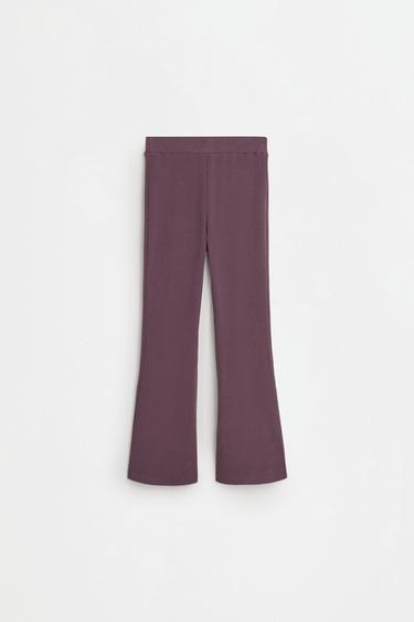 Bias cut bell bottom leggings — AUBERGINE 2