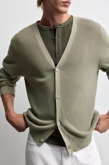 Textured cardigan — PALE GREEN 3