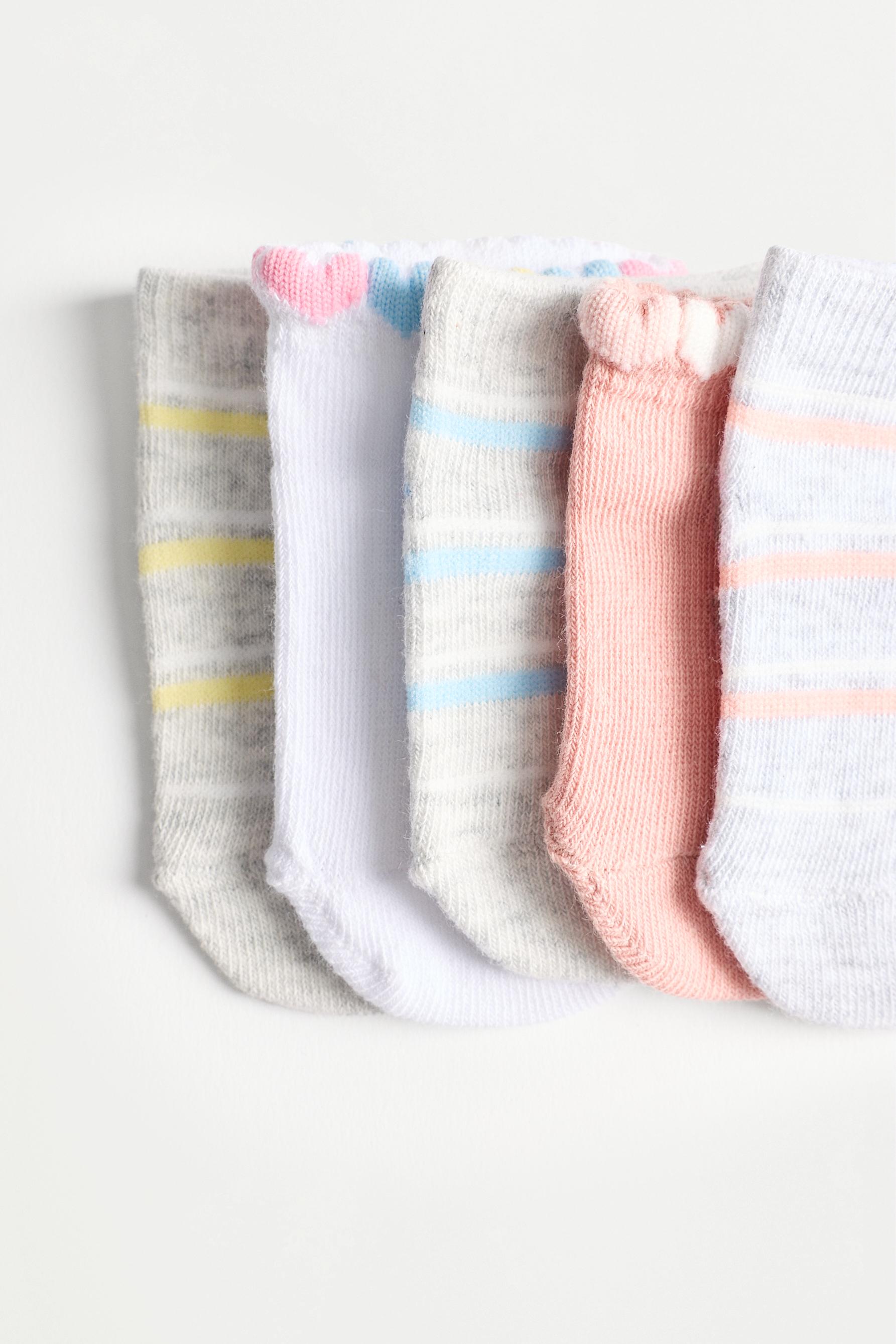 3D Heart ankle socks (5-pack) — WHITE/SKY BLUE