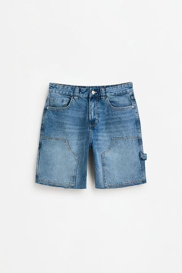 Double-knee denim Bermuda shorts — INDIGO 6