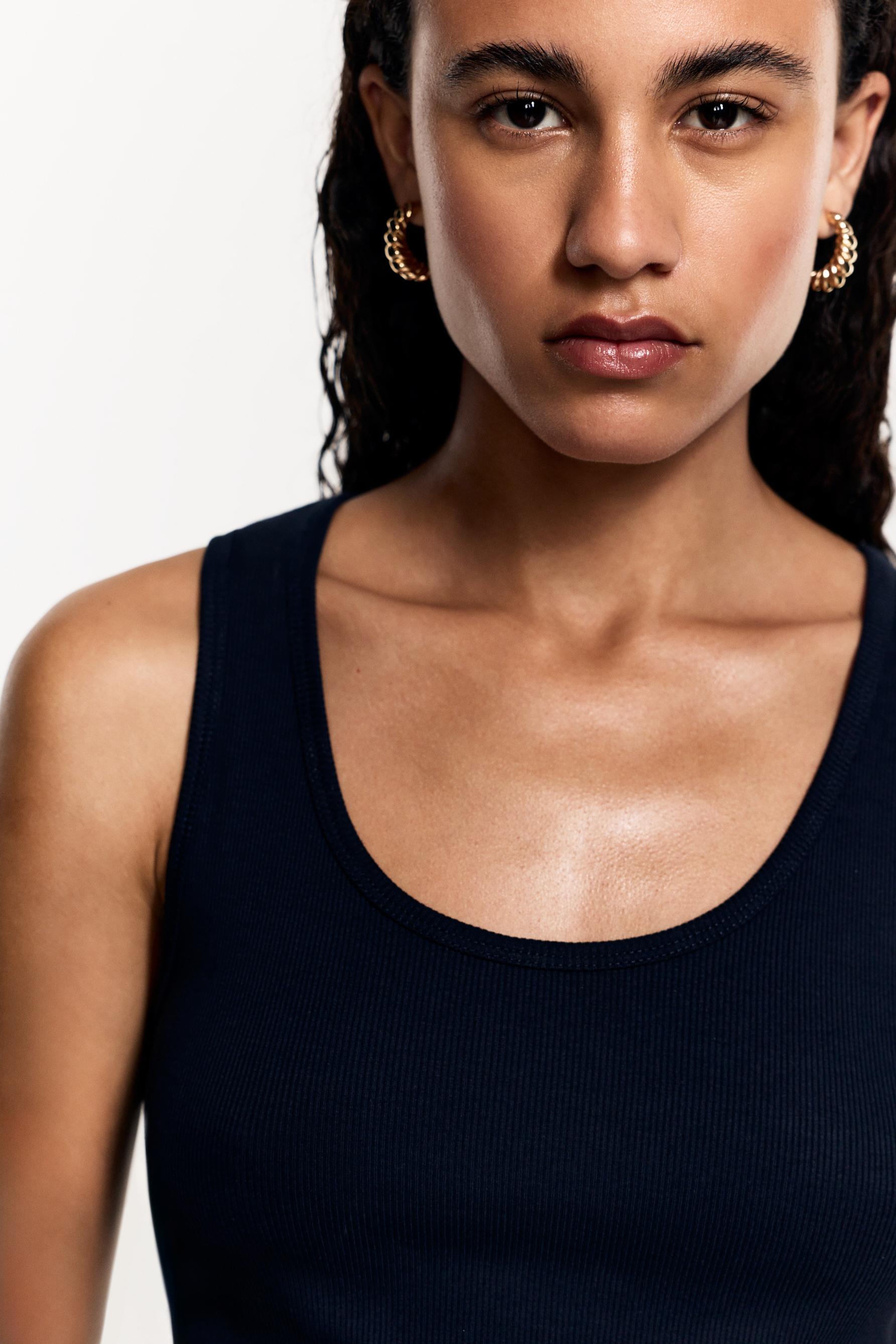 Ribbed midi dress — NAVY