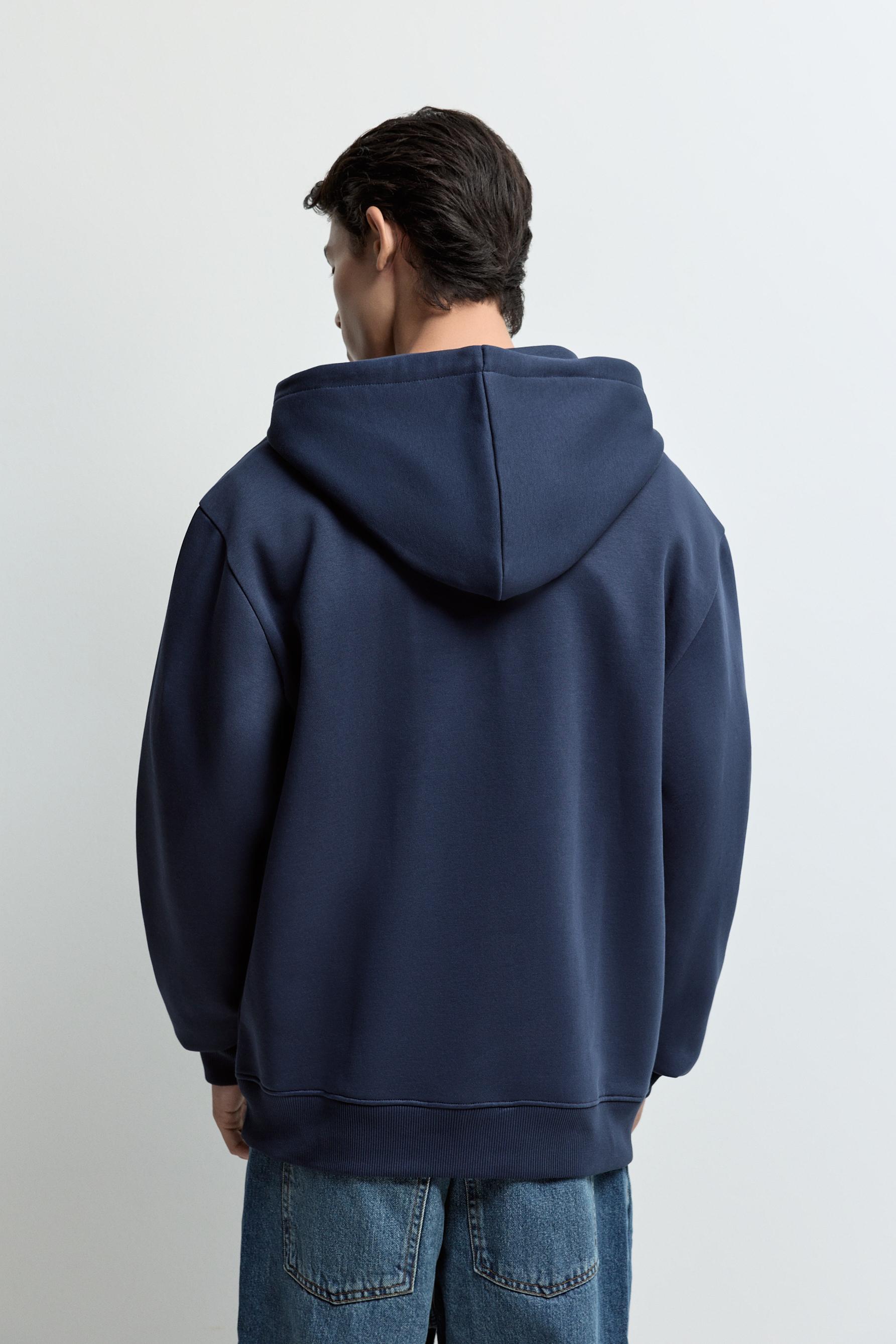 Basic zip-up hoodie — NAVY