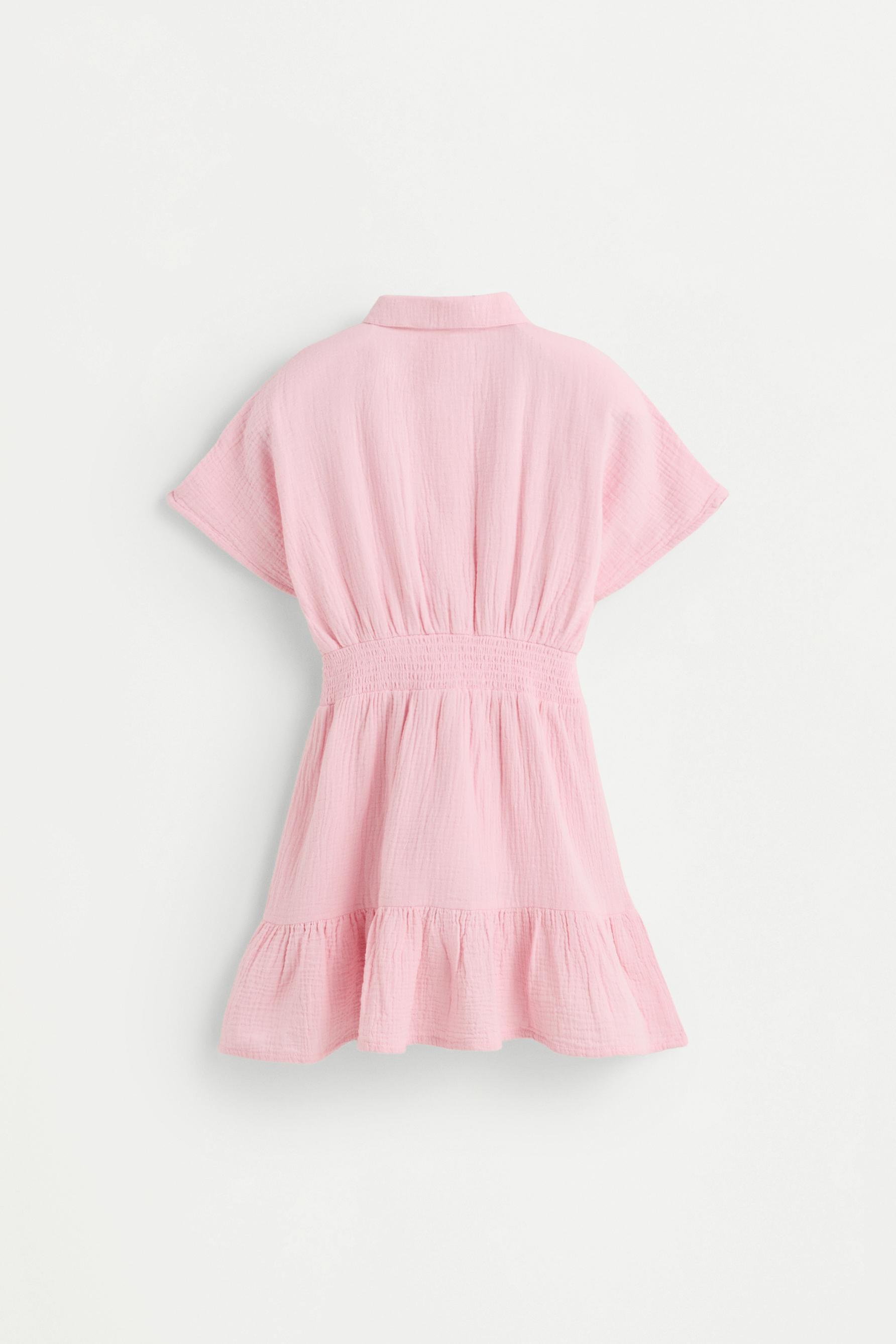 Elastic waist shirt dress — PINK