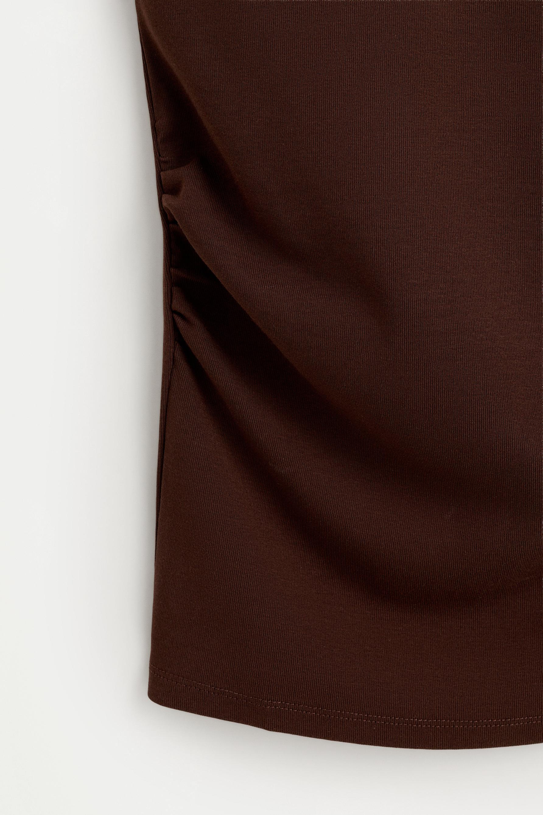 Gathered T-shirt — BROWN