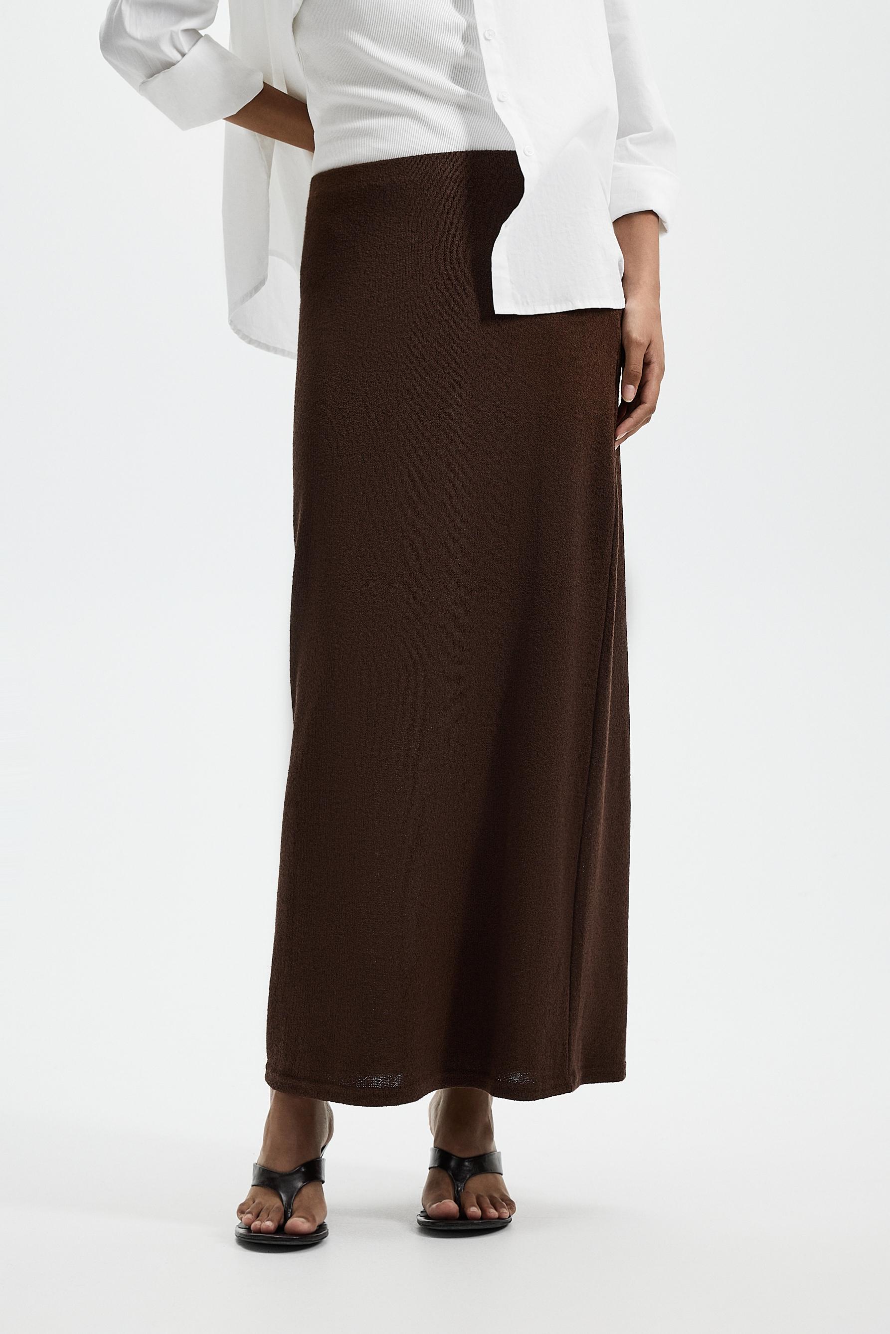 Rustic midi skirt — CHOCOLATE