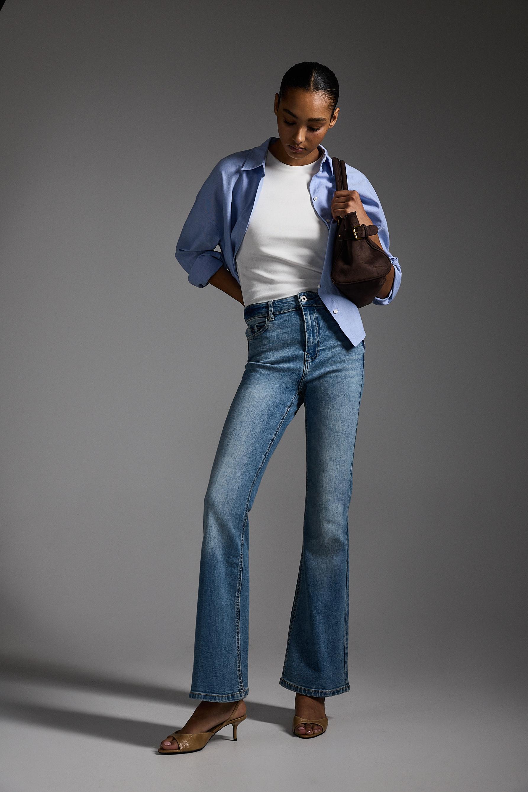 High-waist basic bell bottom jeans — INDIGO