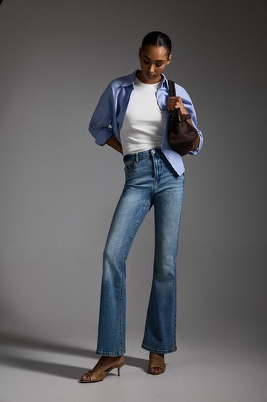High-waist basic bell bottom jeans — INDIGO 1