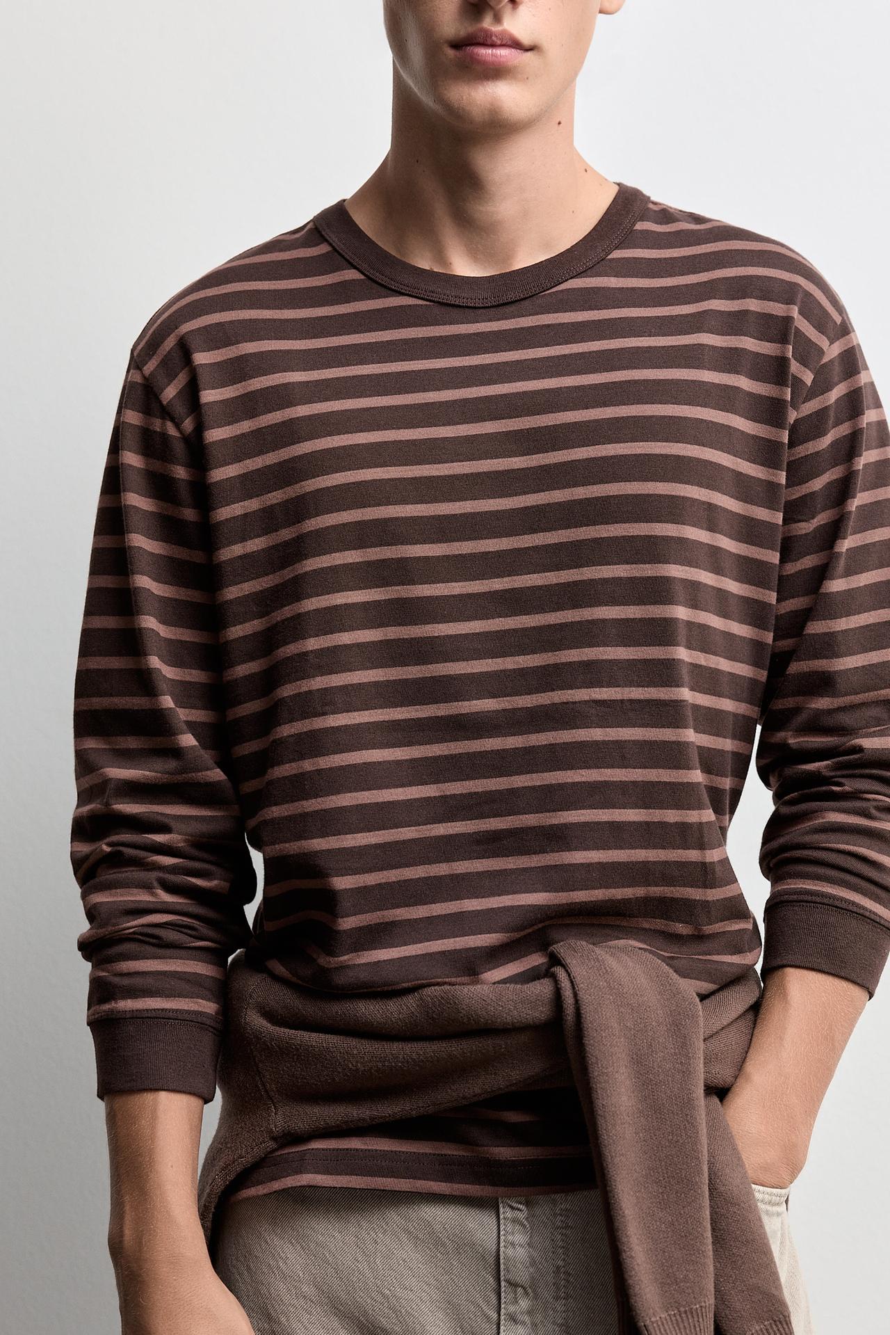 Medium jersey striped T-shirt — DARK BROWN
