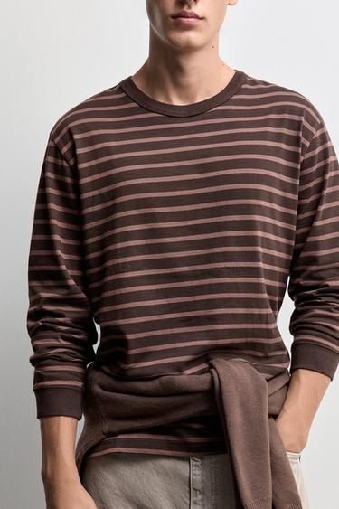 Medium jersey striped T-shirt — DARK BROWN 2