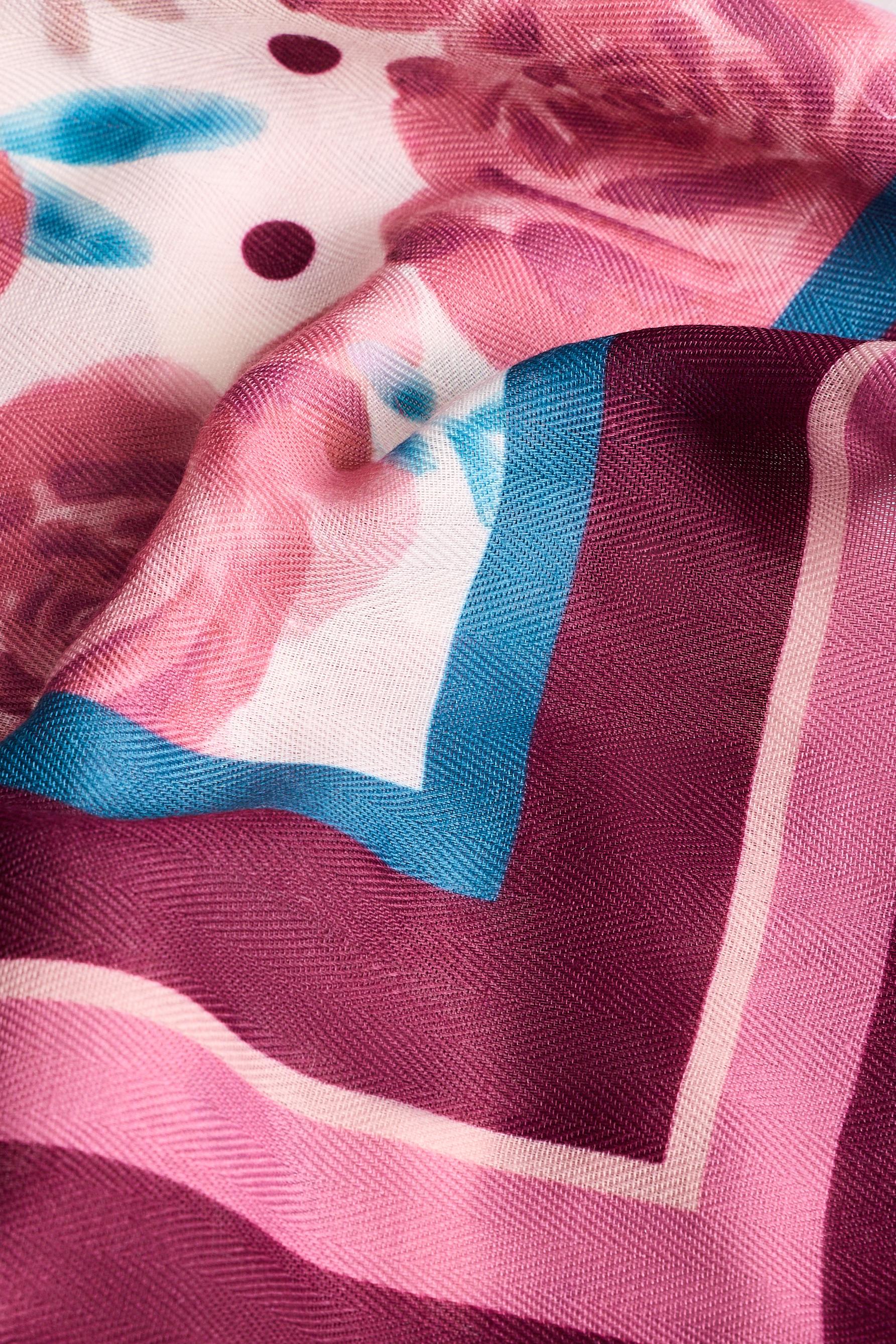 Floral print scarf with metal detail — PINK