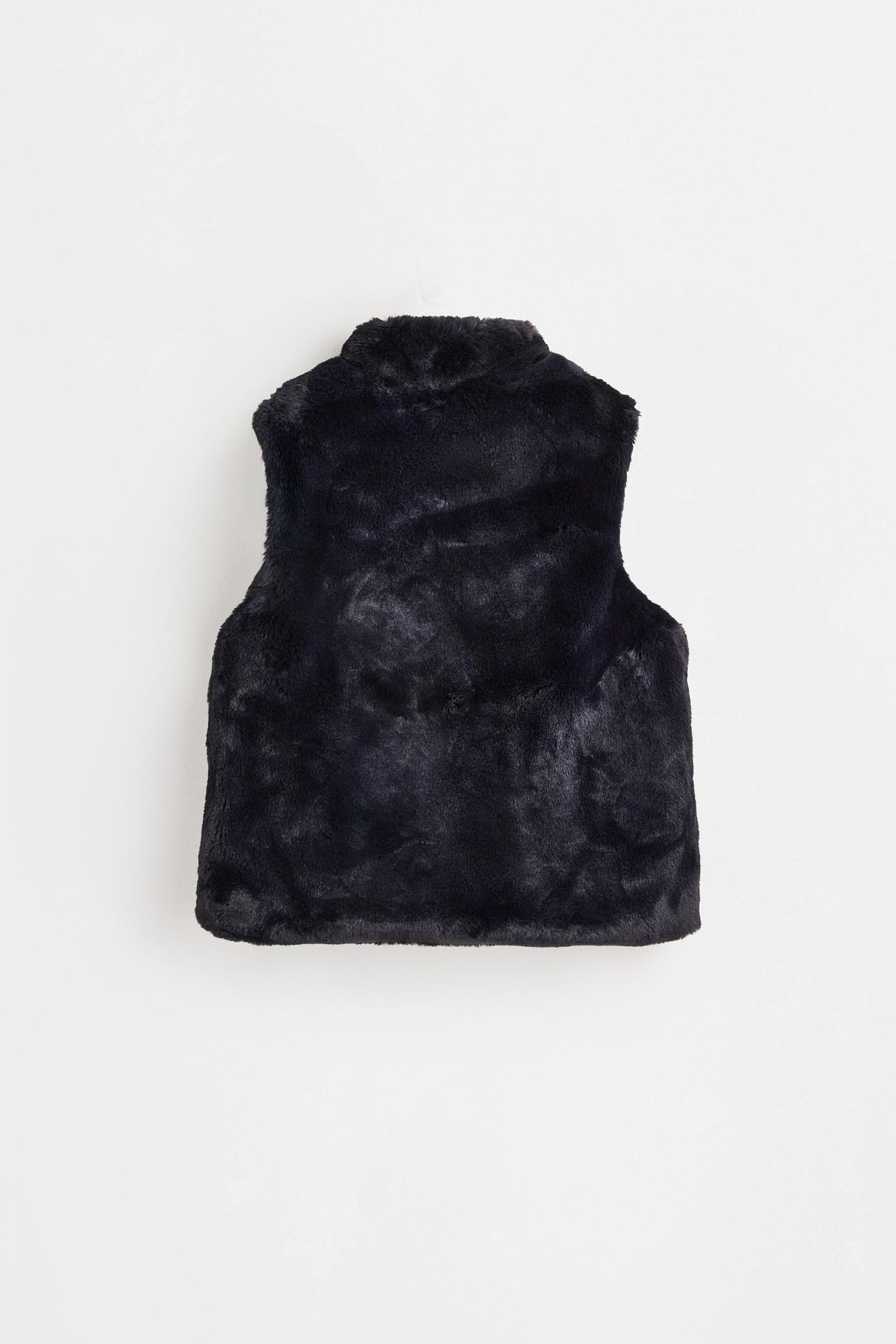 Faux fur vest — BLACK