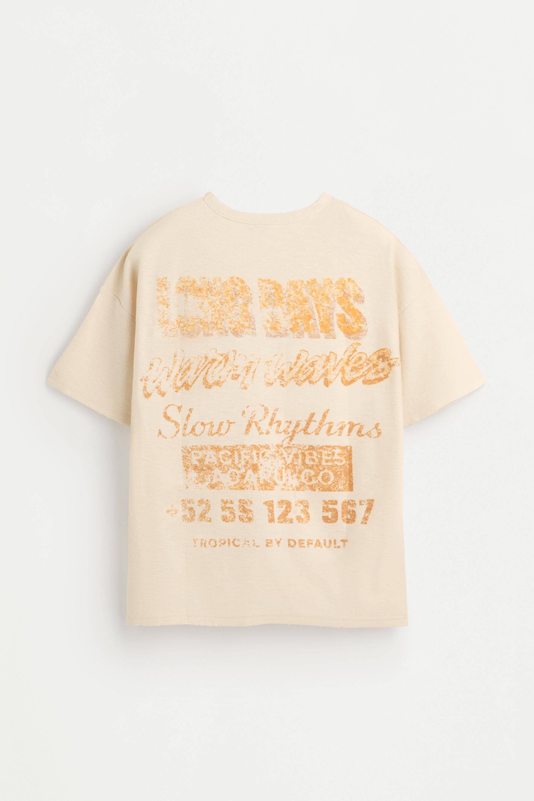 Distressed print T-shirt — VANILLA