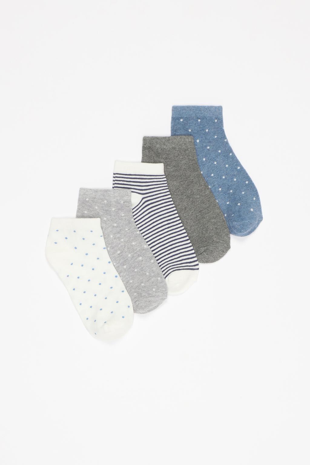 Pack of 5 pairs of polka dot ankle socks