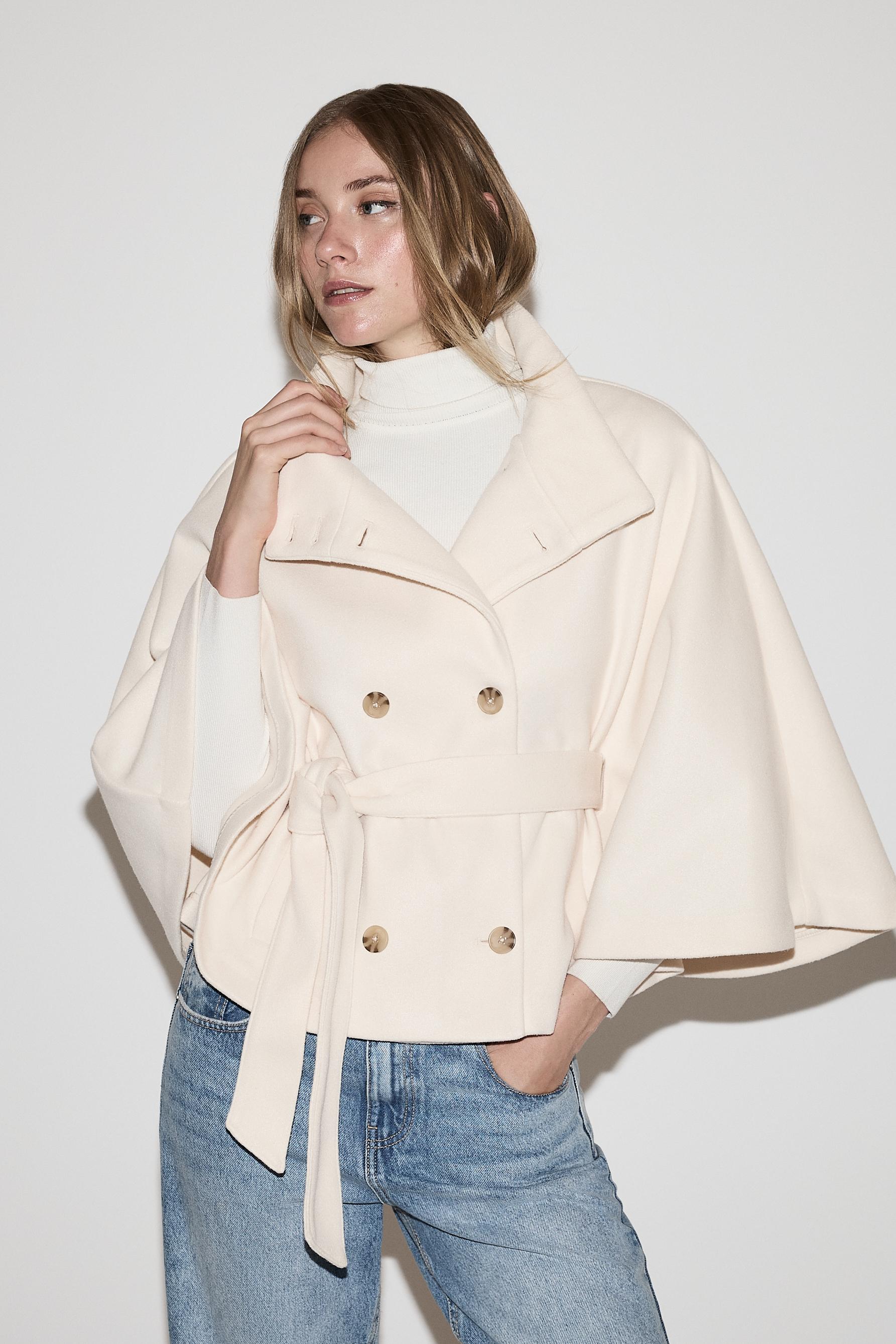 Wool-blend cape — VANILLA