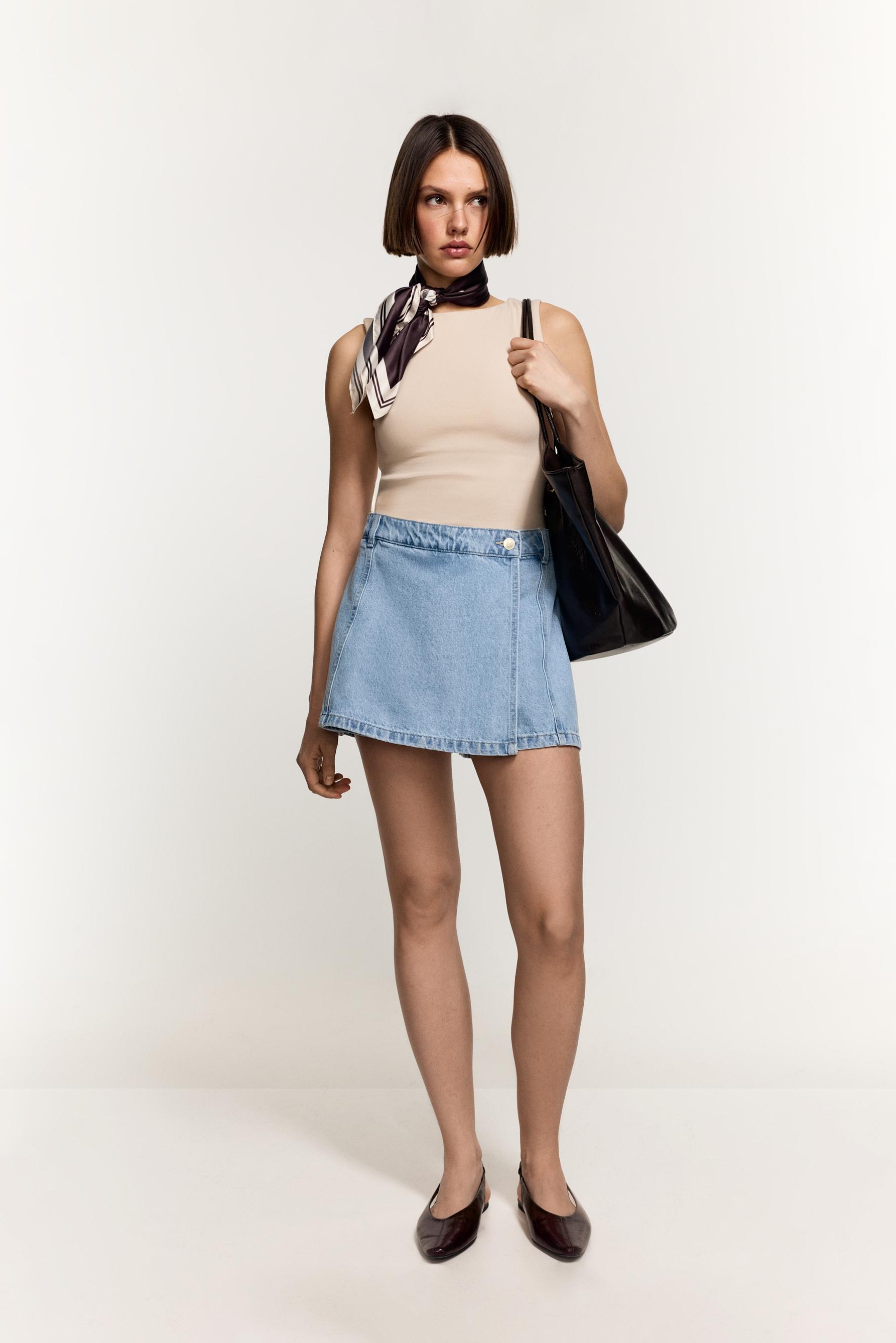 Falda pantalón denim