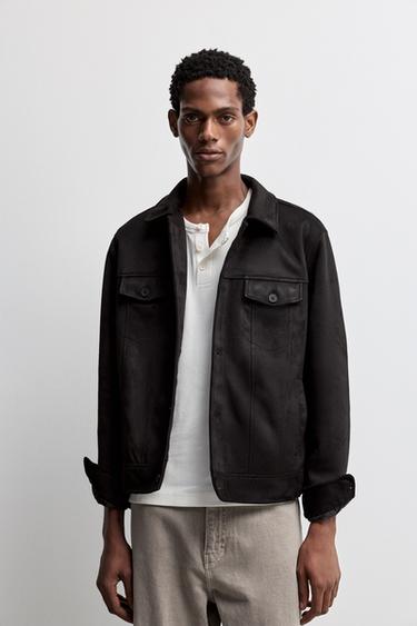 Faux suede jacket — BLACK 1