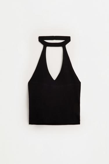 Collared knit top — BLACK 1
