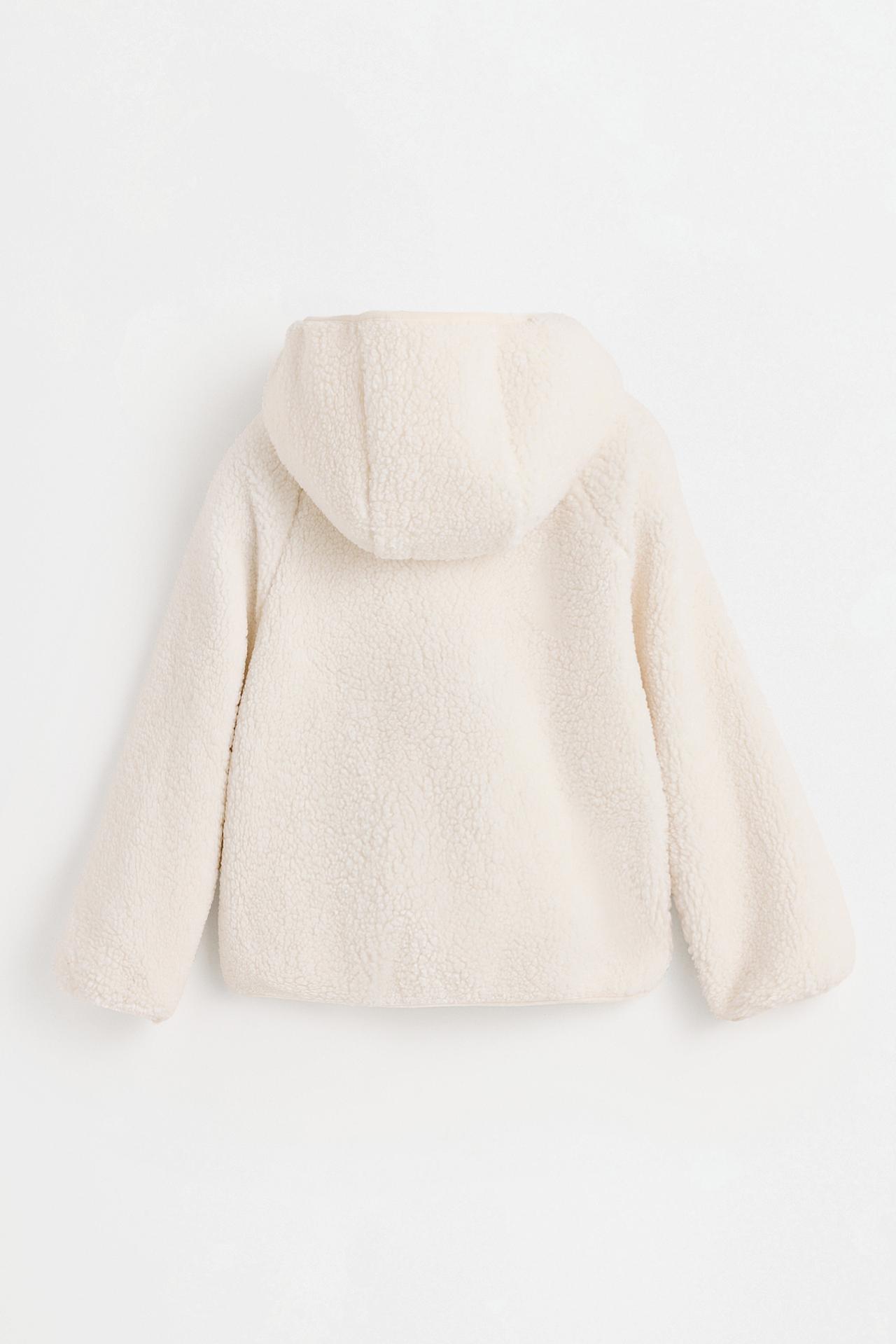 Faux shearling effect jacket with hood — ECRU