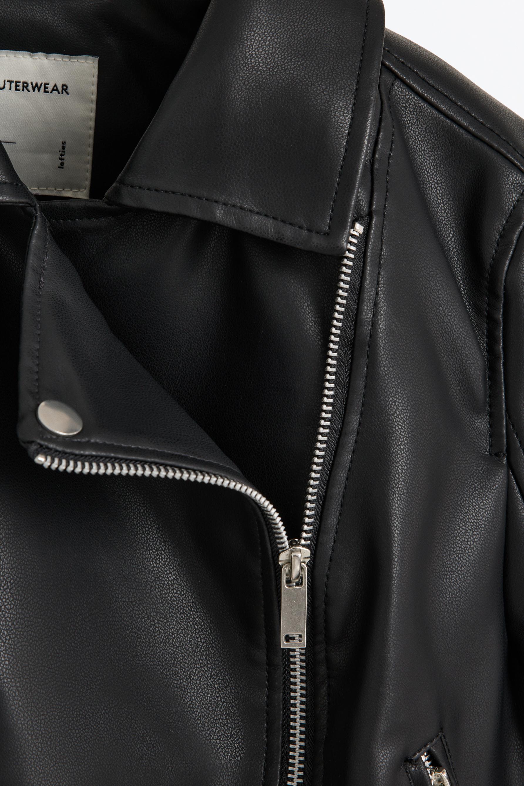 Leather-effect biker jacket — BLACK