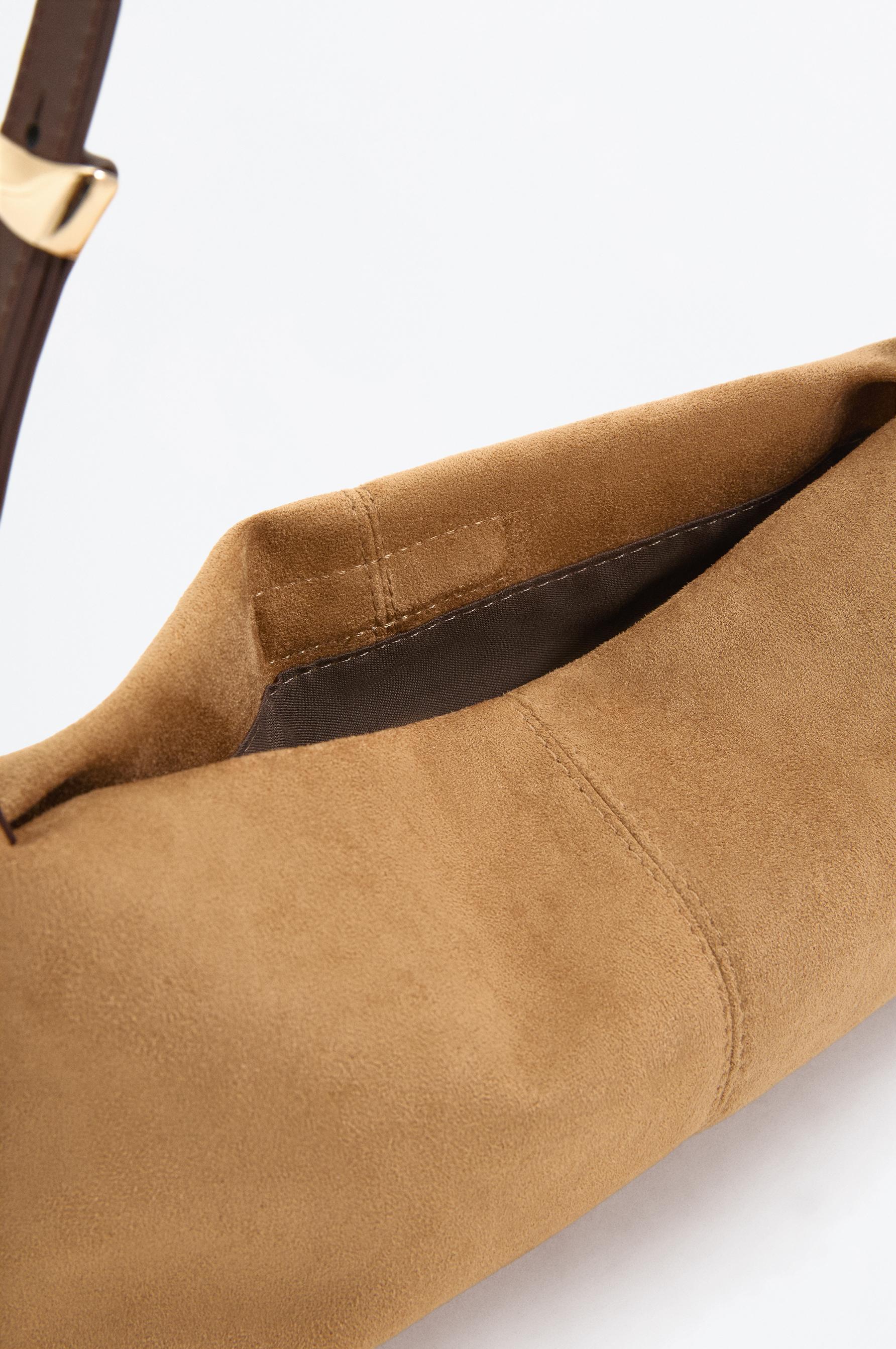 Multi-Position Suede Effect Bag — CAMEL