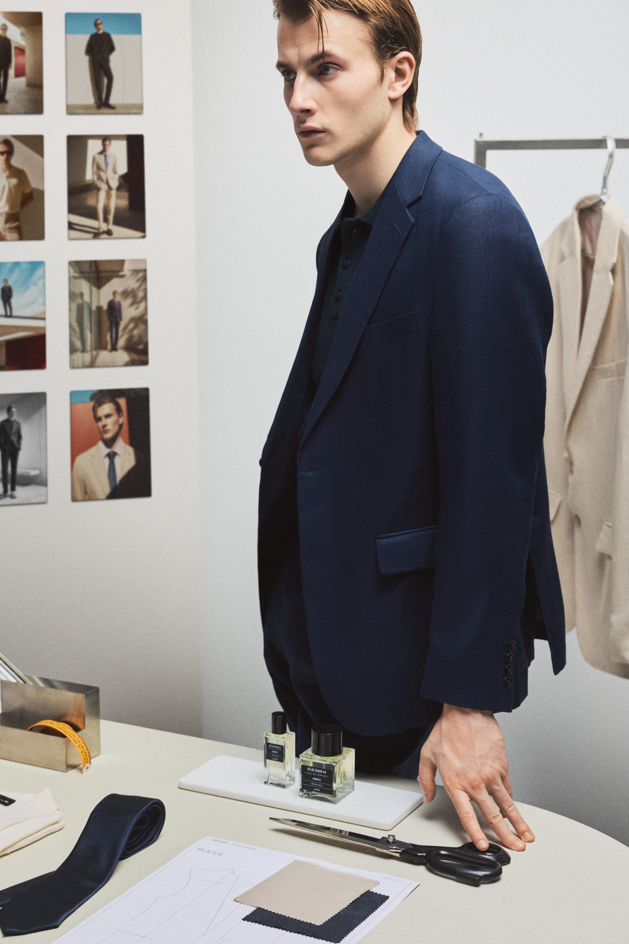 100% linen suit blazer — NAVY