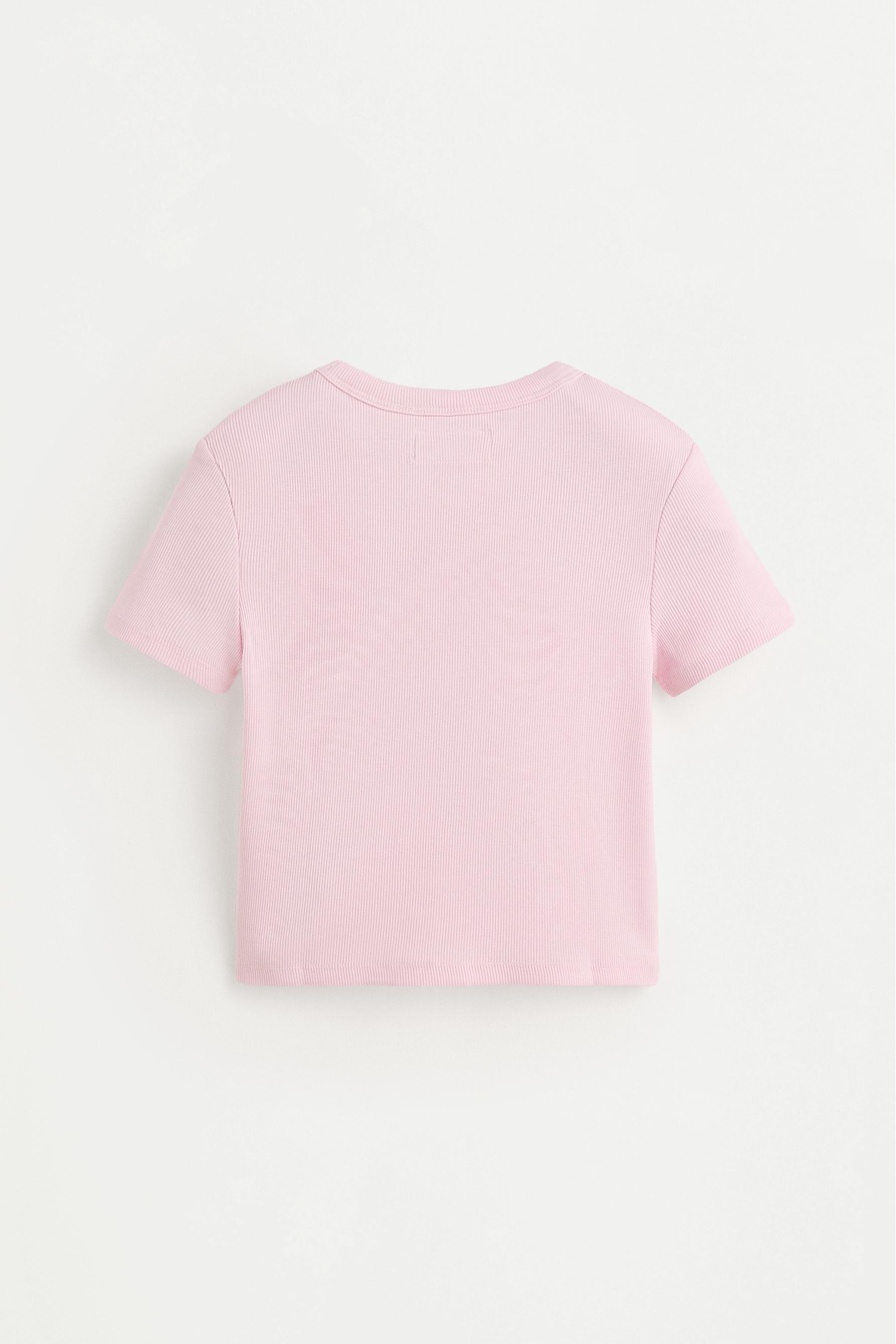 Ribbed T-shirt — PASTEL PINK