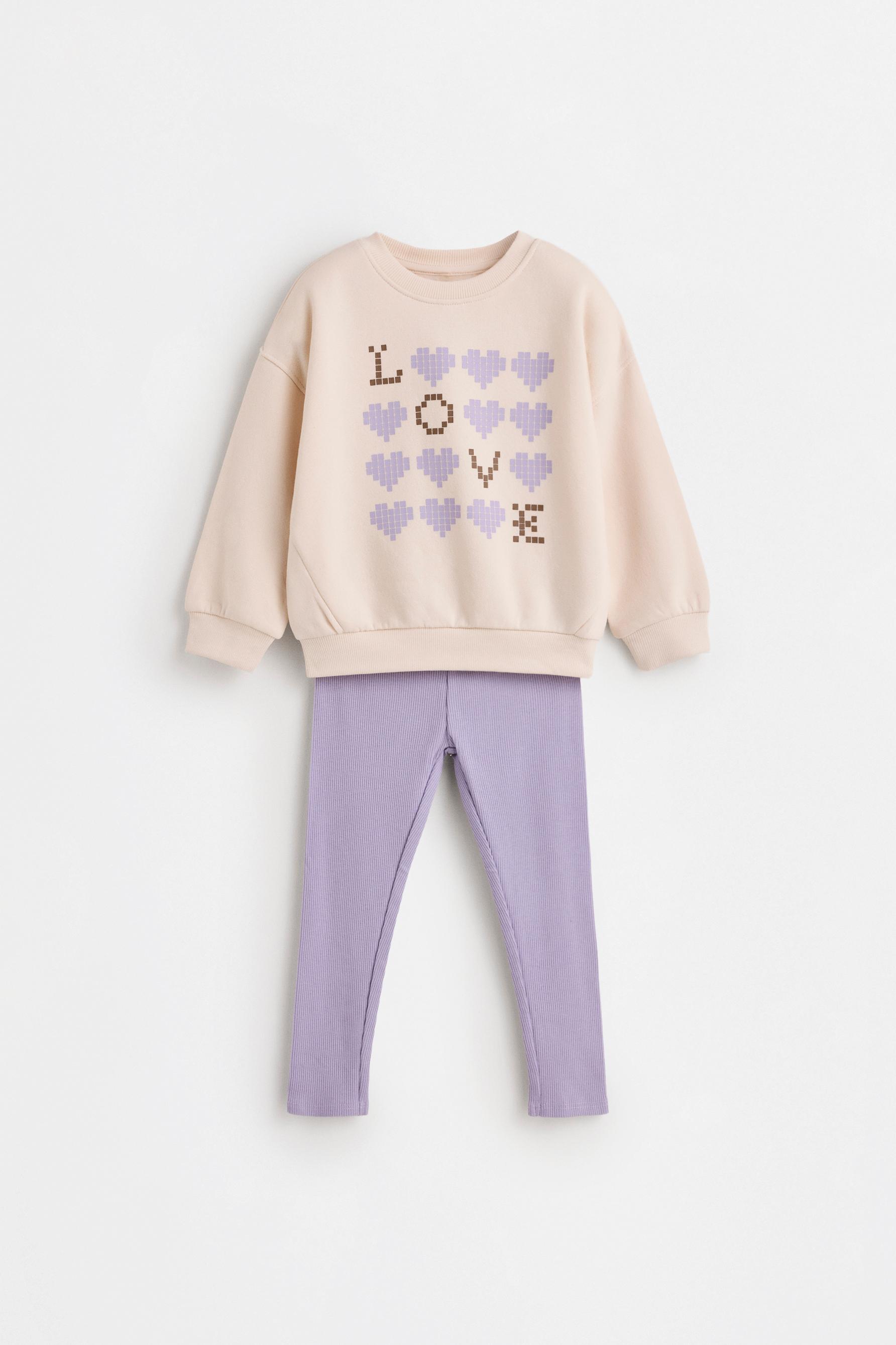 Sweatshirt and ribbed leggings set — ECRU