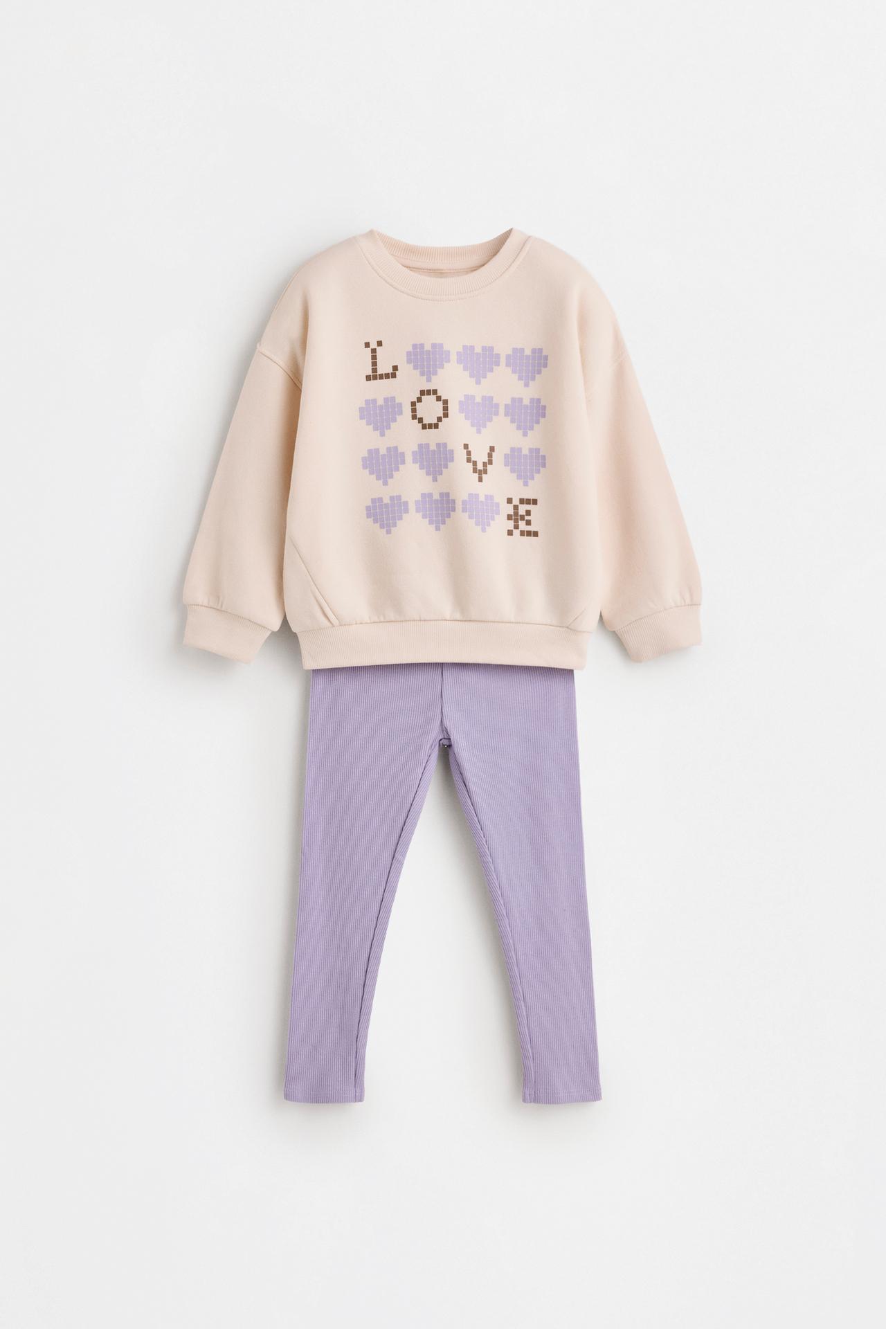 Sweatshirt and ribbed leggings set — ECRU