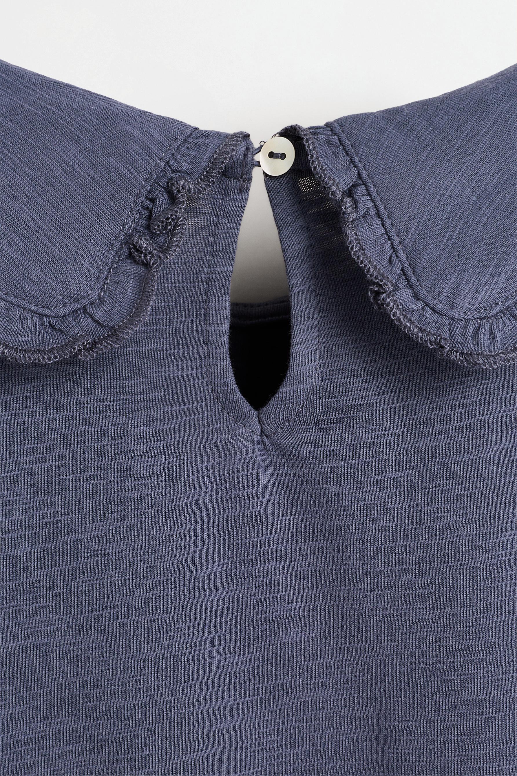 Peter Pan collar T-shirt — BLUE GREY